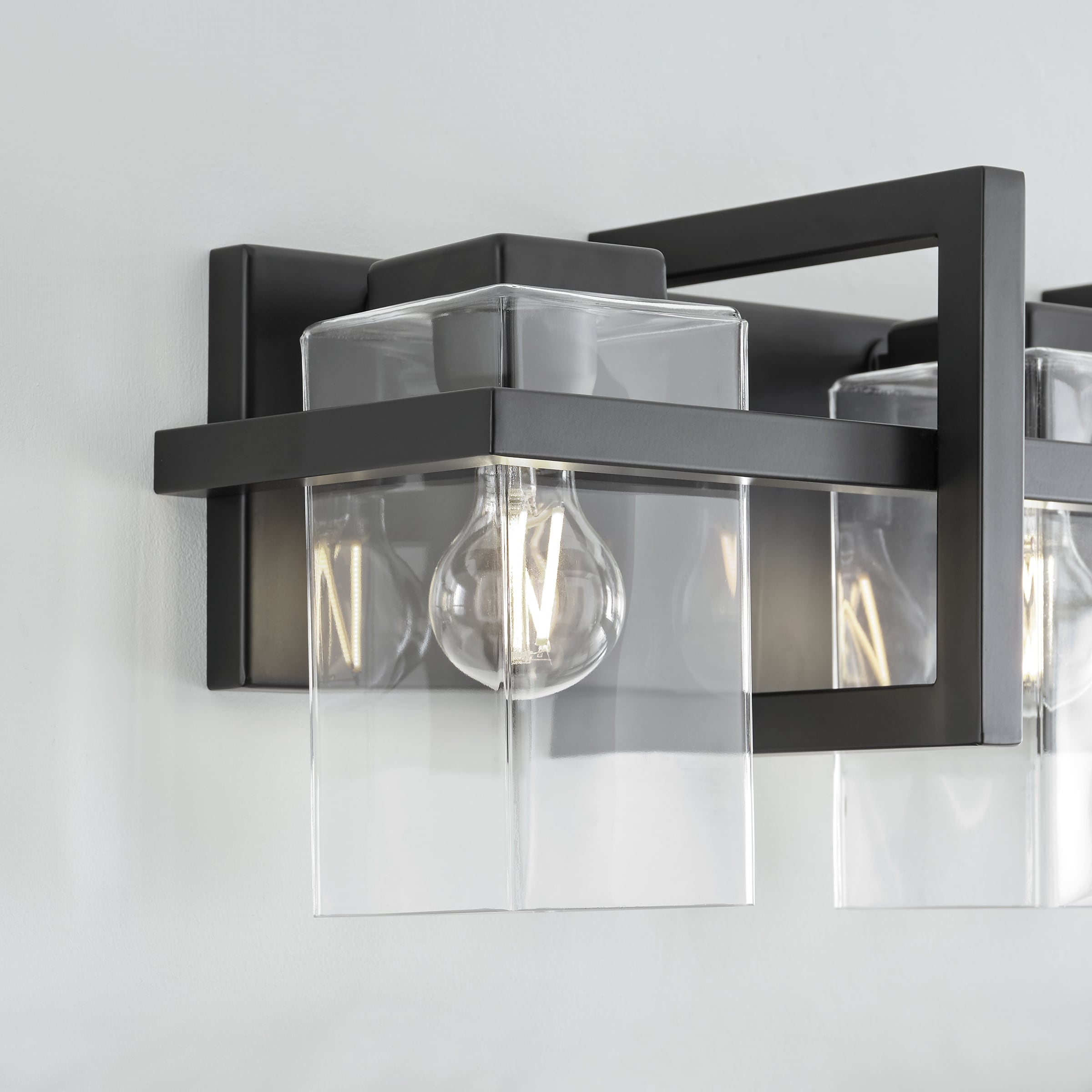 Mitte Midnight Black 3-Light Industrial Bath Vanity with Clear Glass
