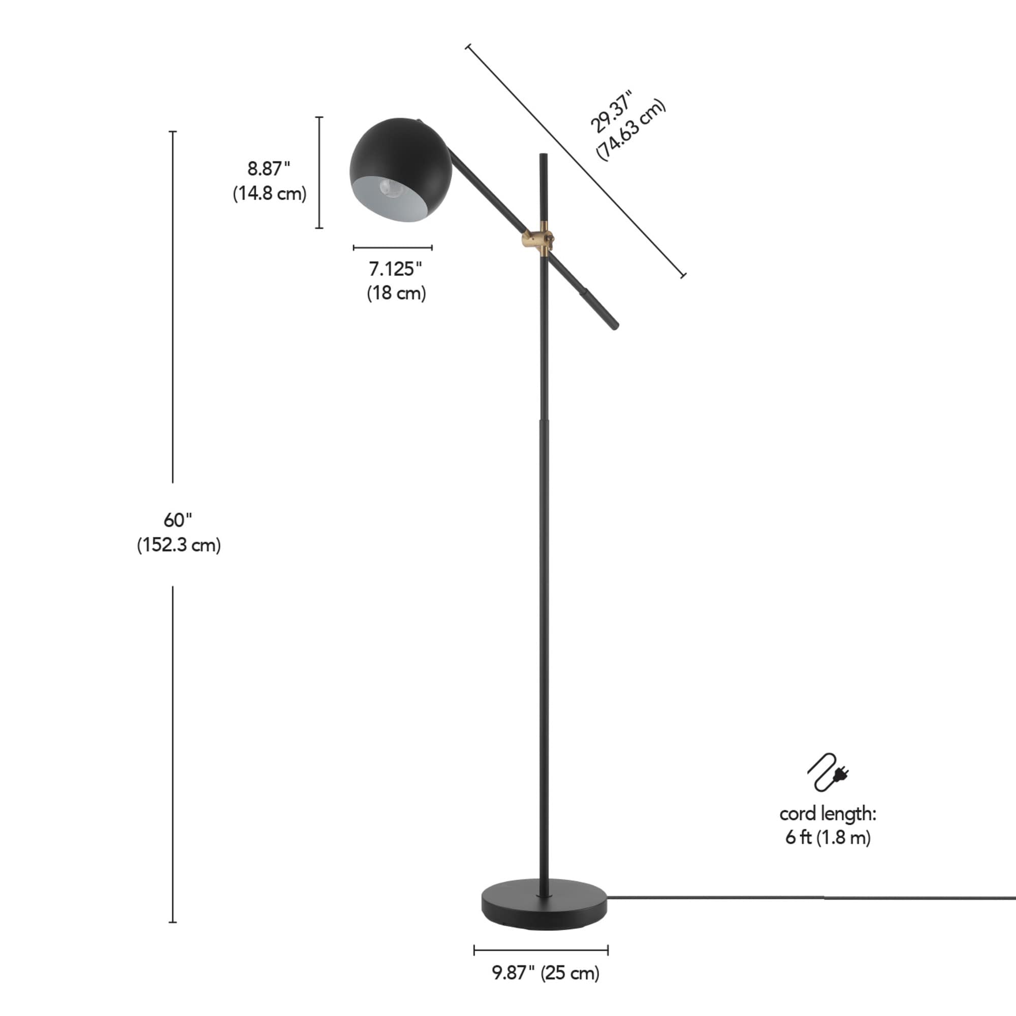 Globe Electric 60-in Matte Black Shaded Floor Lamp 91003504 at Lowes.com