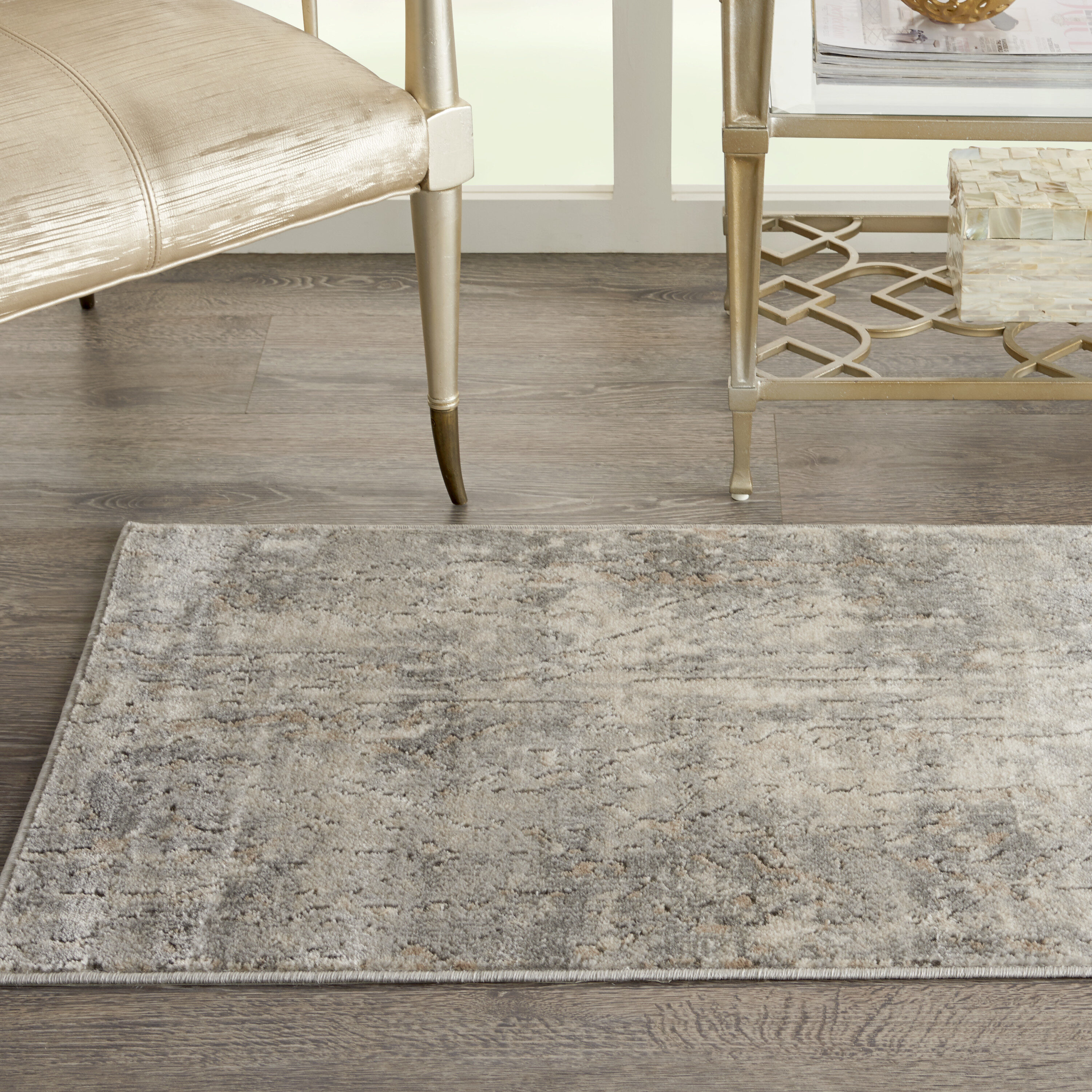 Nourison 099446748836 Concerto 2 x 4 (ft) Loomed Polypropylene Beige/Grey Rectangular Indoor Abstract Area rug