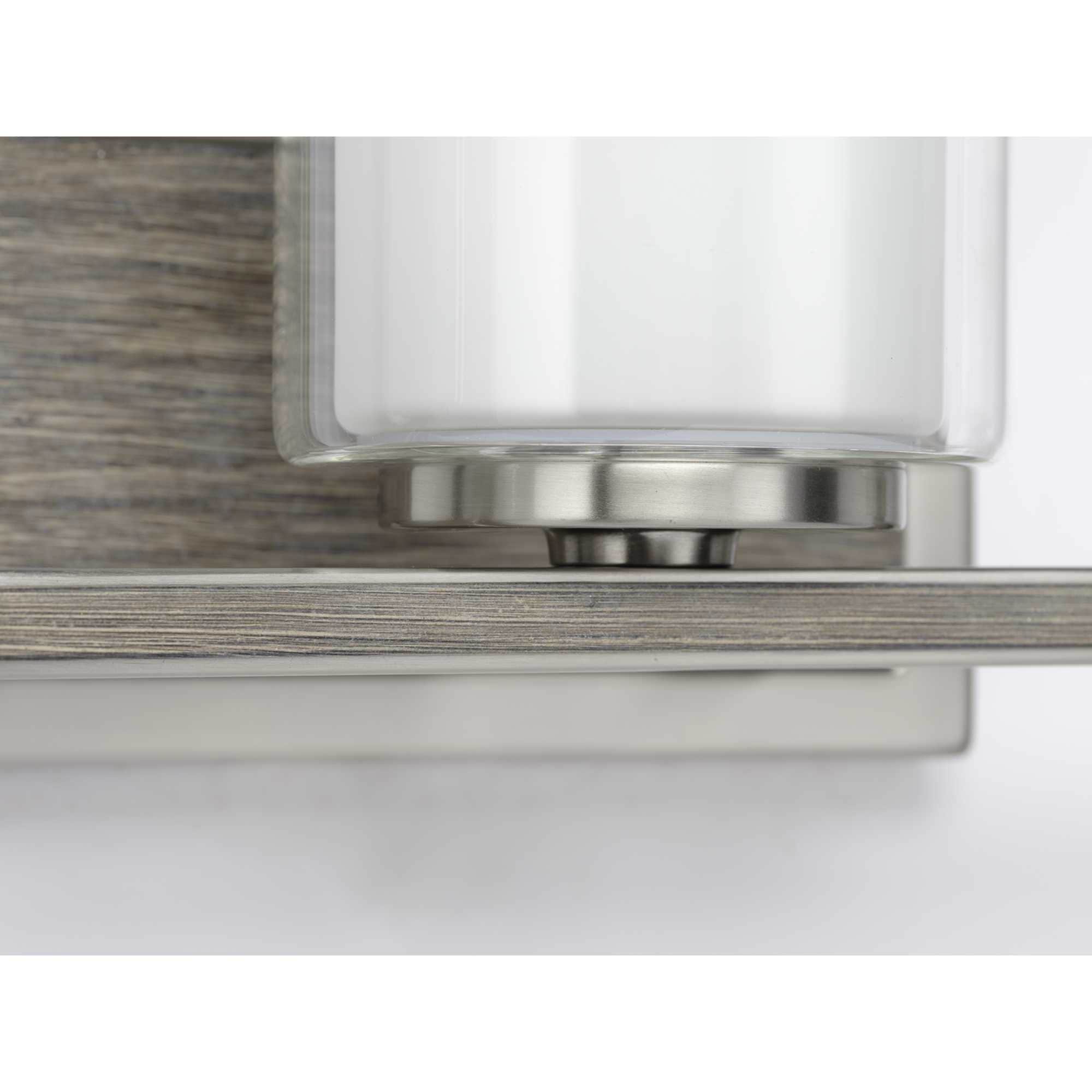 Mast 24" Brushed Nickel 3-Light Bath Vanity with Clear and Etched Glass Shades