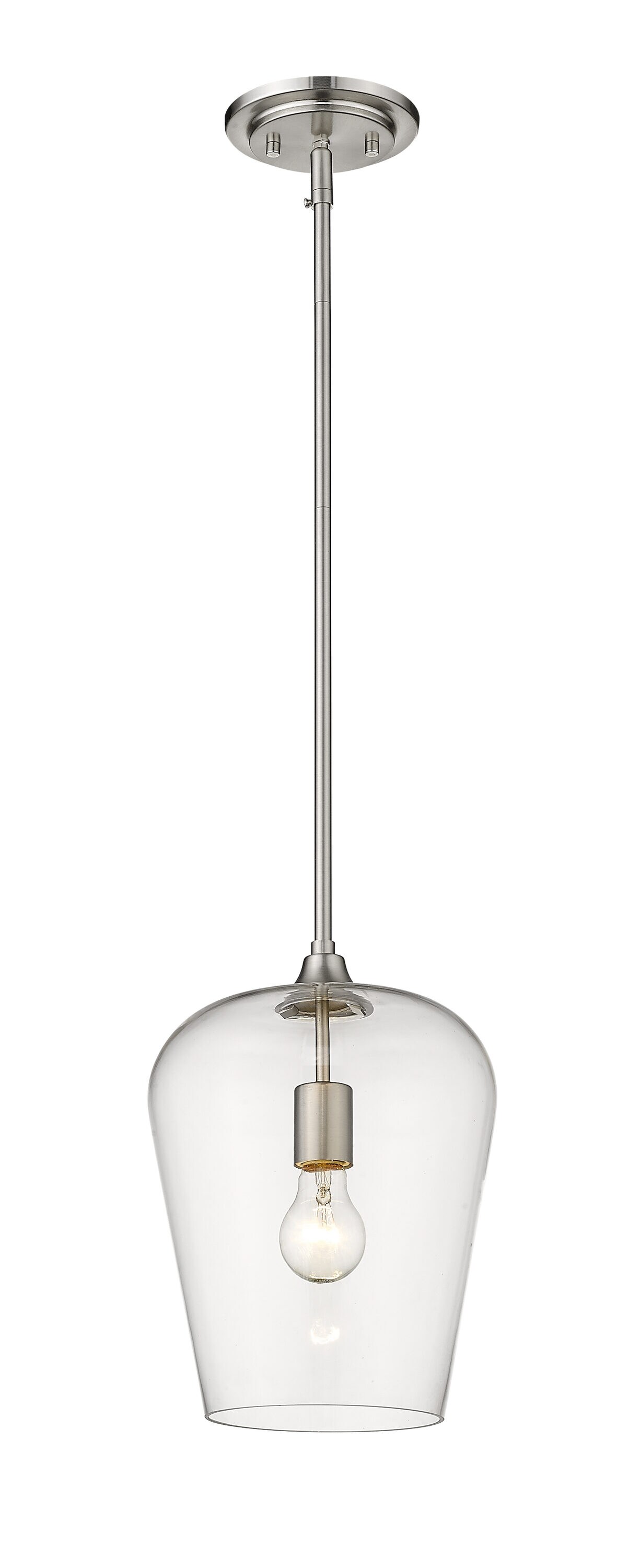Joliet Brushed Nickel and Glass 12.25" Pendant Light