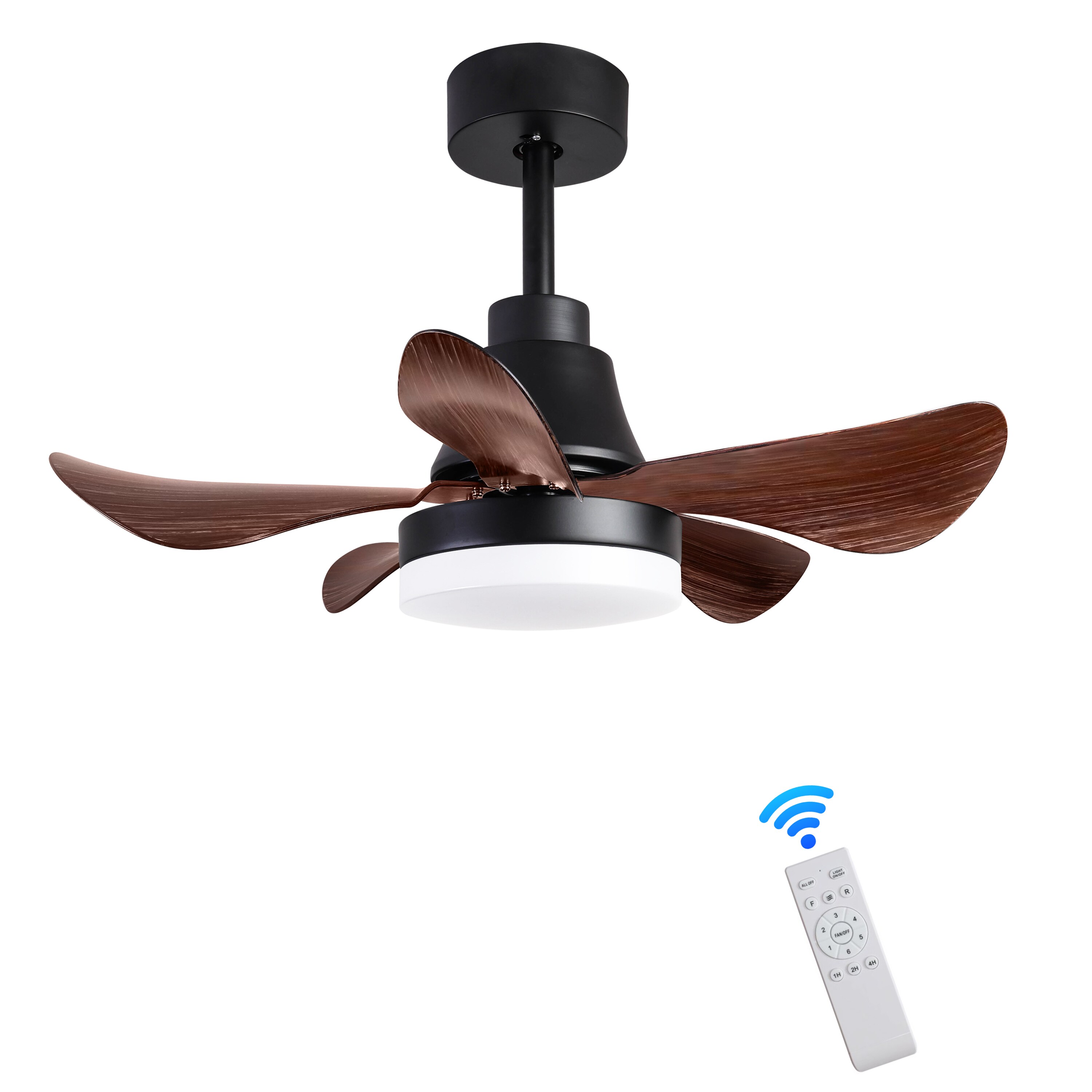 Yardreeze WCEF01314 28-in Color-Changing Flush Mount Brown with Brown Blades Ceiling Fan With Light - Remote Included ( 1 -Blade )