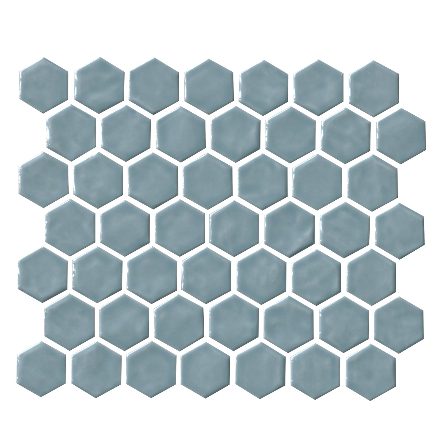 American Olean Hillcrest Ridge Classic Blue 10-in x 12-in Glossy Ceramic Patterned Hexagon Mosaic Wall Tile (9.72-sq. ft/ Carton)
