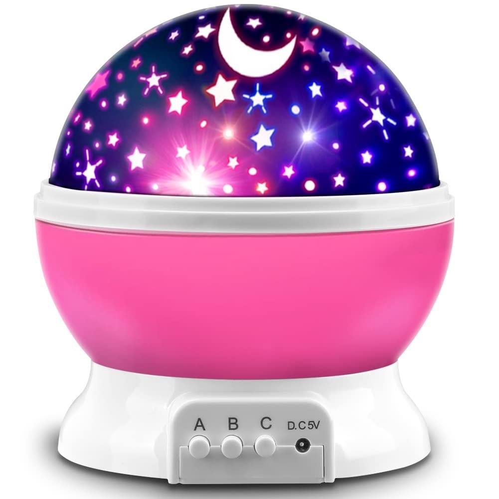 Afoxsos Star Projector Night Light for Kids Girls Bedroom Decor Rotating Sky and Moon Light with 8 Color Modes Fun Gift for Ages 1 to 14 #L05AF09014