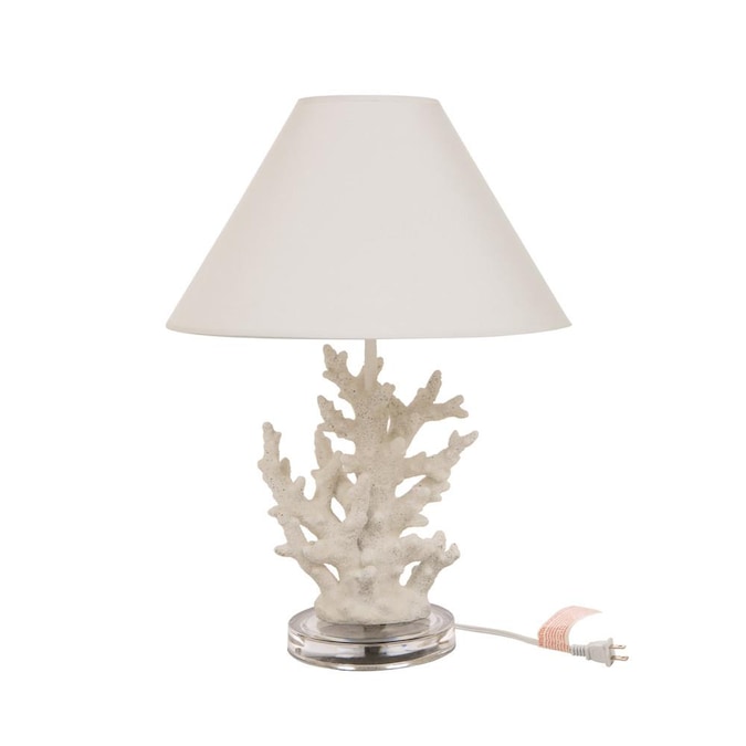 Glitzhome White Table Lamp With Burlap, Burlap Lamp Shades For Table Lamps