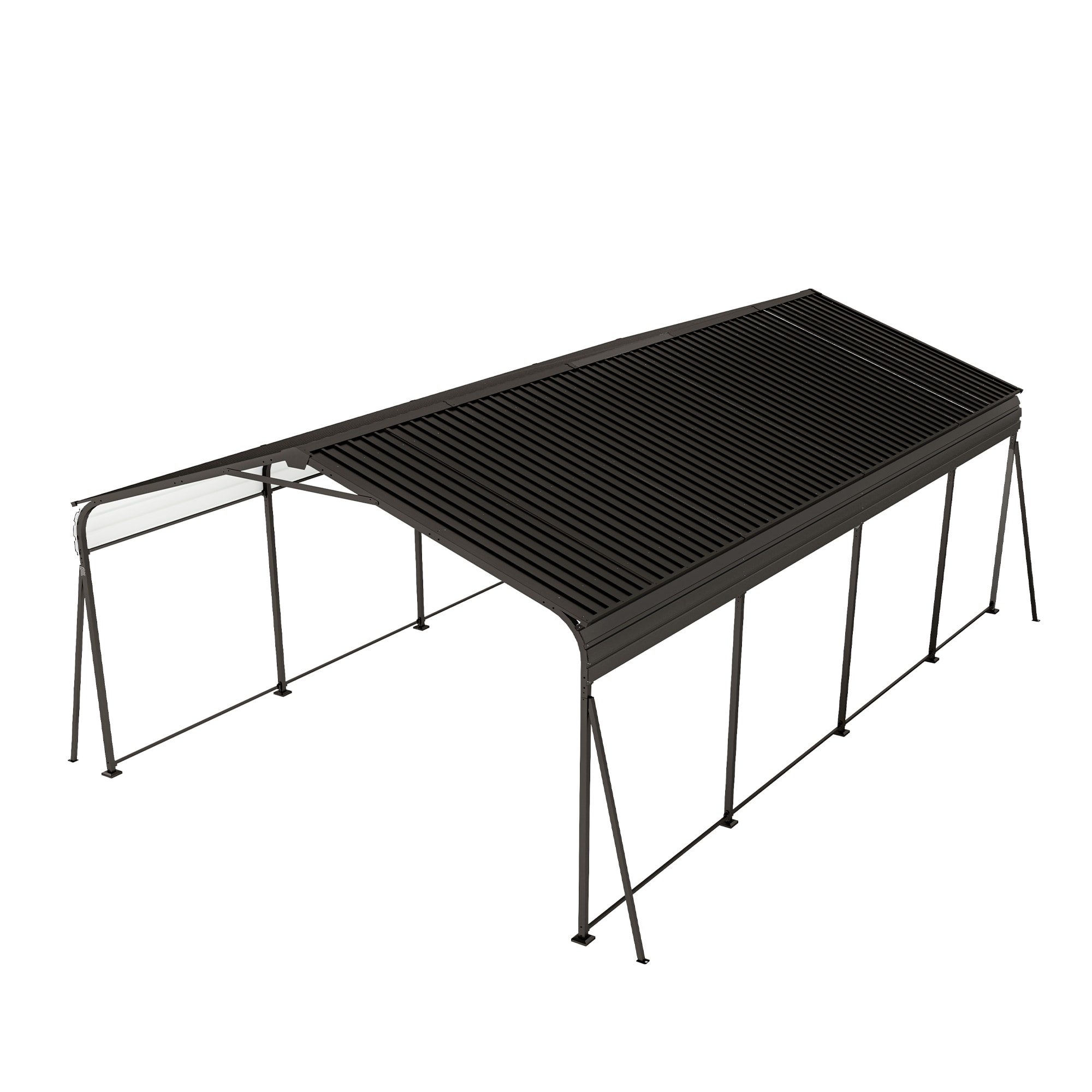 Mondawe MO-CP-00018 12-ft W x 20-ft L x 8.66-ft H Dark Gray Metal Carport with Metal Roof