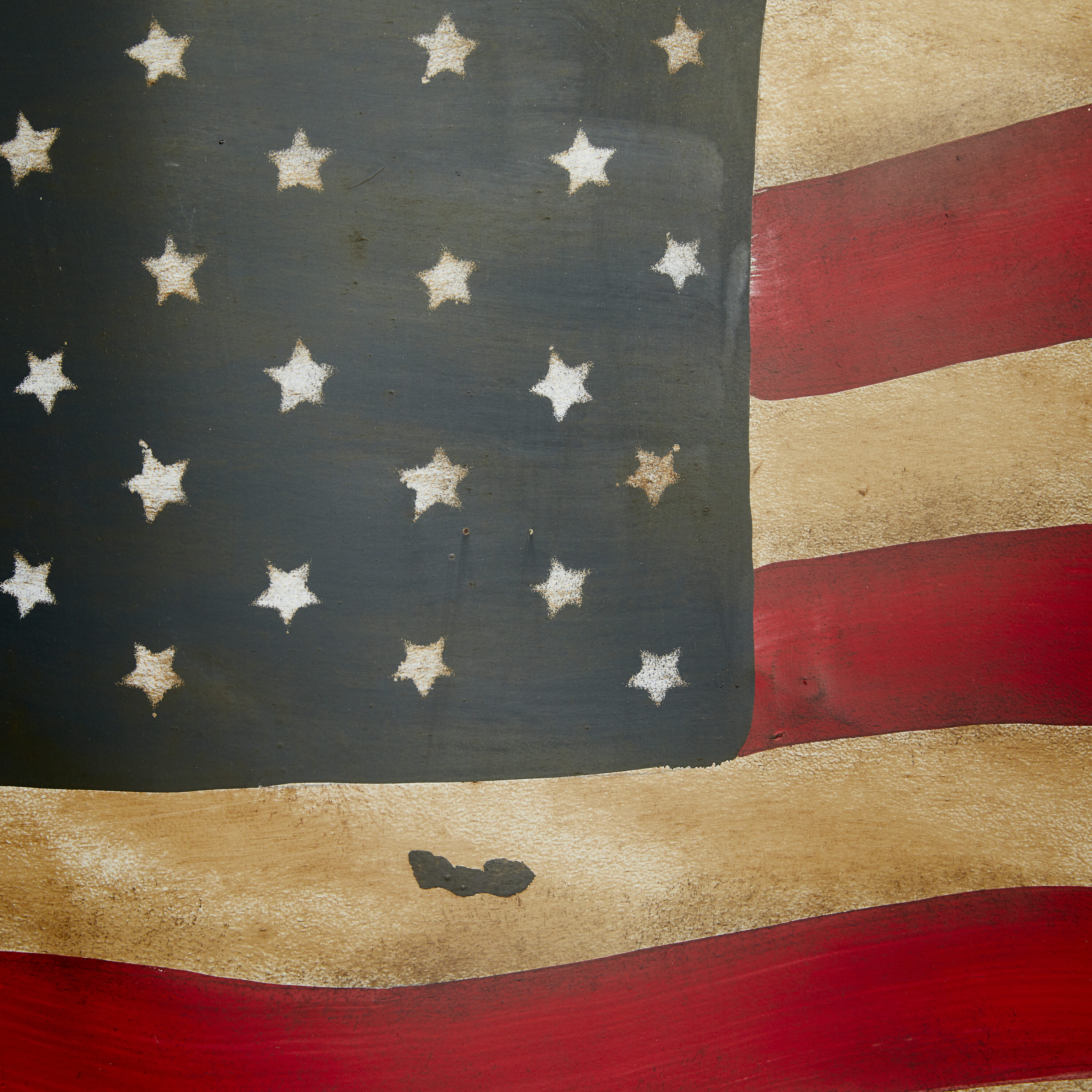 Vintage Red and Blue Iron American Flag Wall Sculpture
