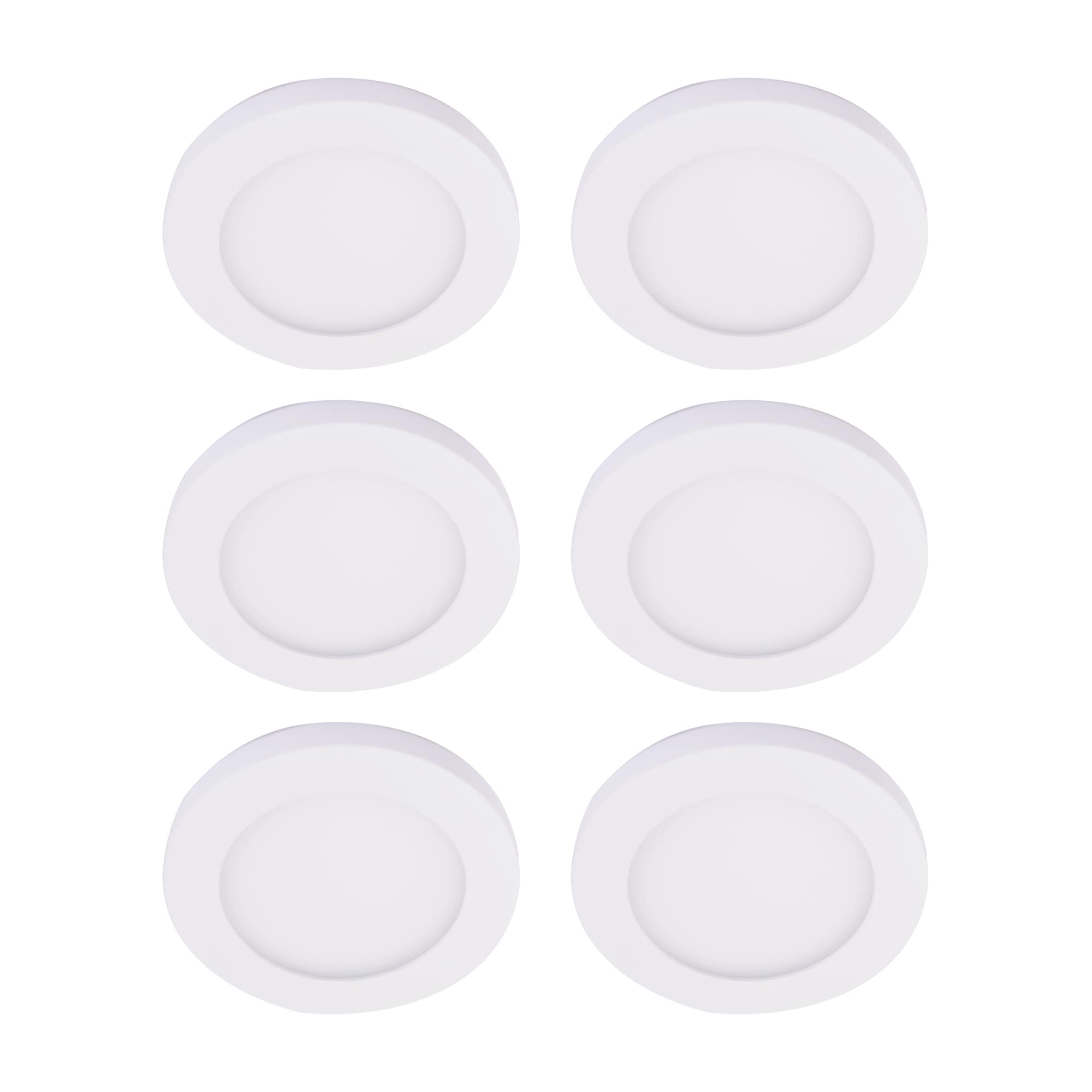 Utilitech MQTL1181-LED10K9027 White 4-in 600 -Lumens Switchable white Round Dimmable LED Wet rated Recessed Downlight 6 -Pack