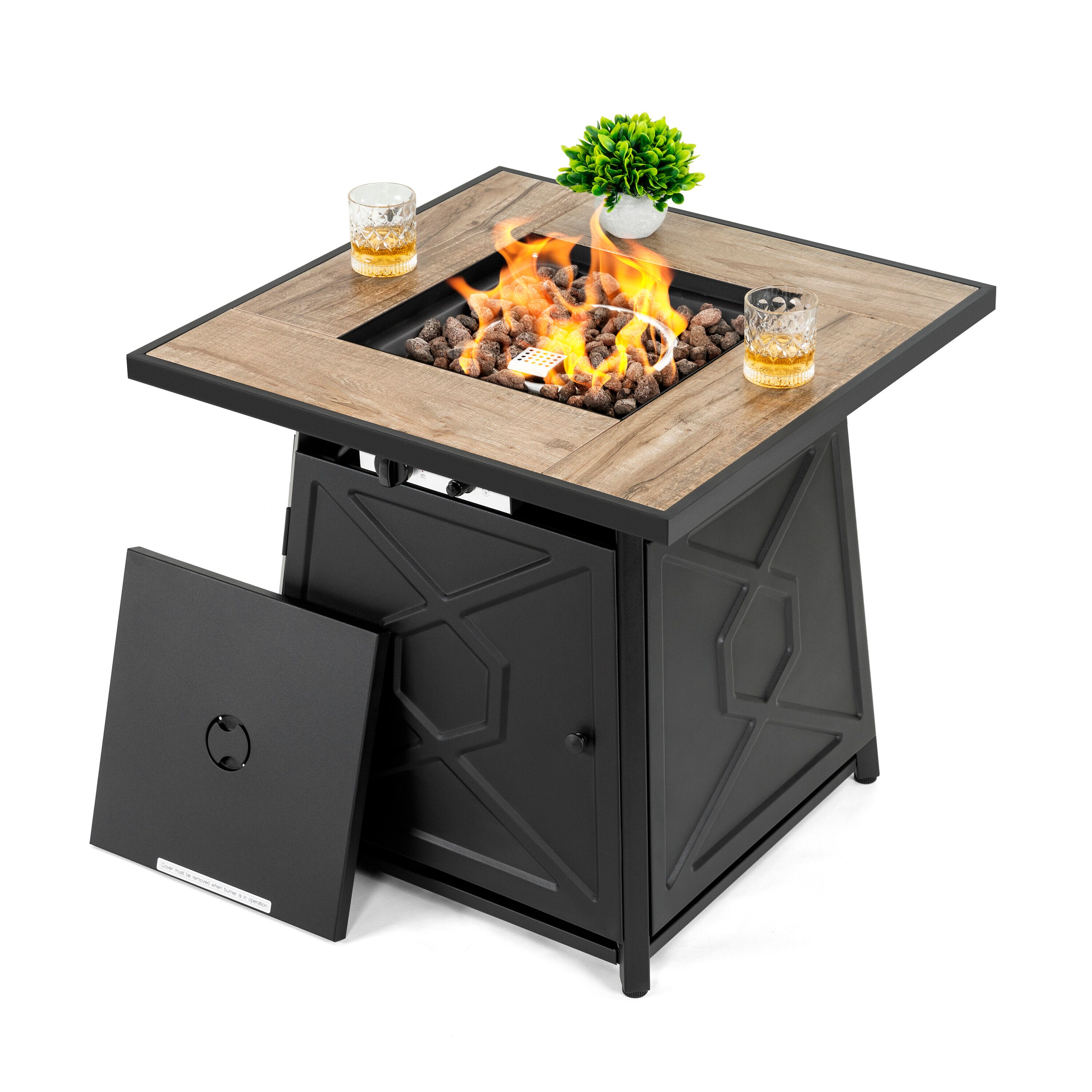 Nuu Garden 28 Insquare Iron Gas Fire Pit Table 50000btu Black In The Gas Fire Pits Department 