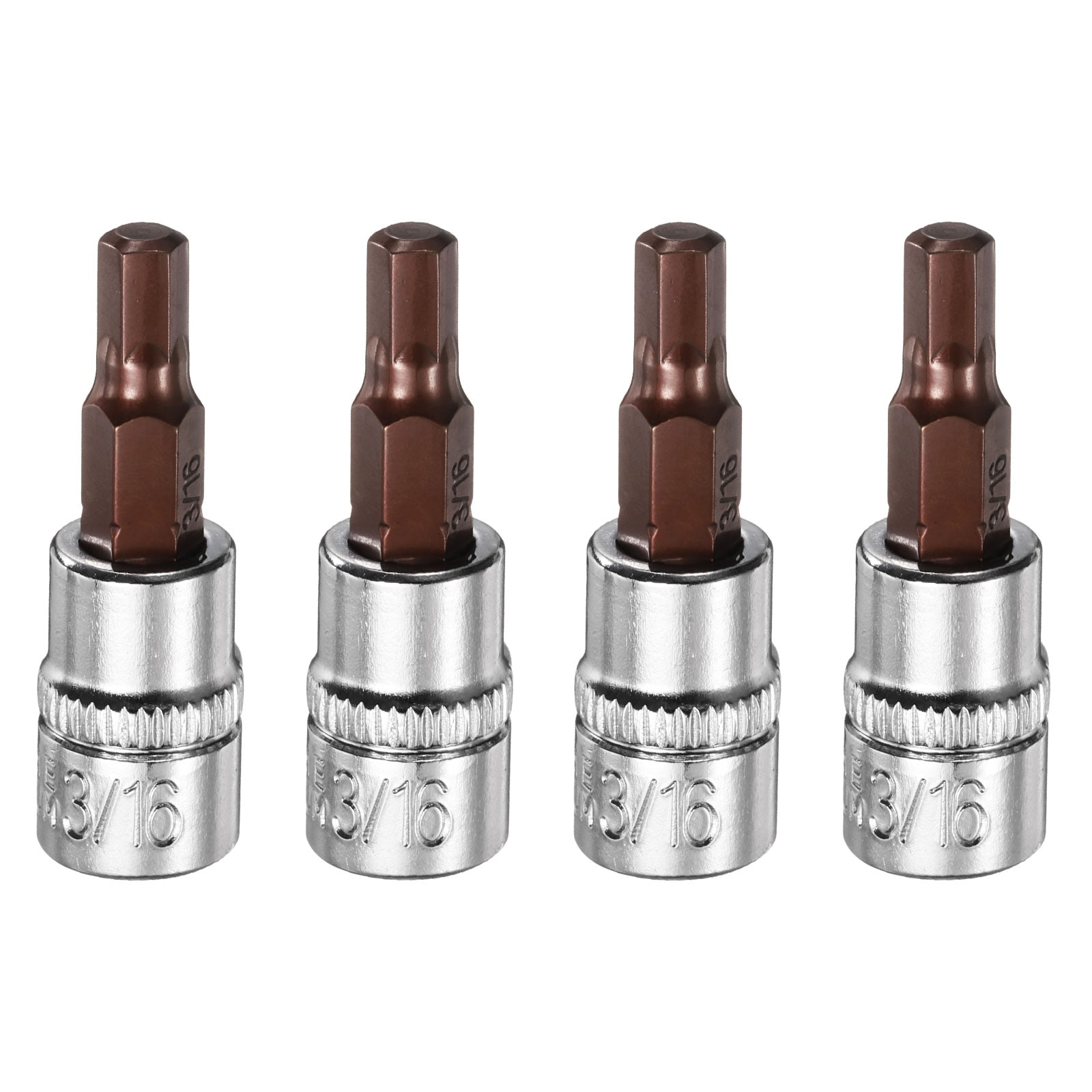 Harfington 4pcs 3/16 Inch Hex Bit Socket 1/4 Inch Square Drive SAE Extension Impact Bit Power Nut Driver Set S2 and CR-V Steel Socket Ratchet Wrench Bits #S26050800UX6301