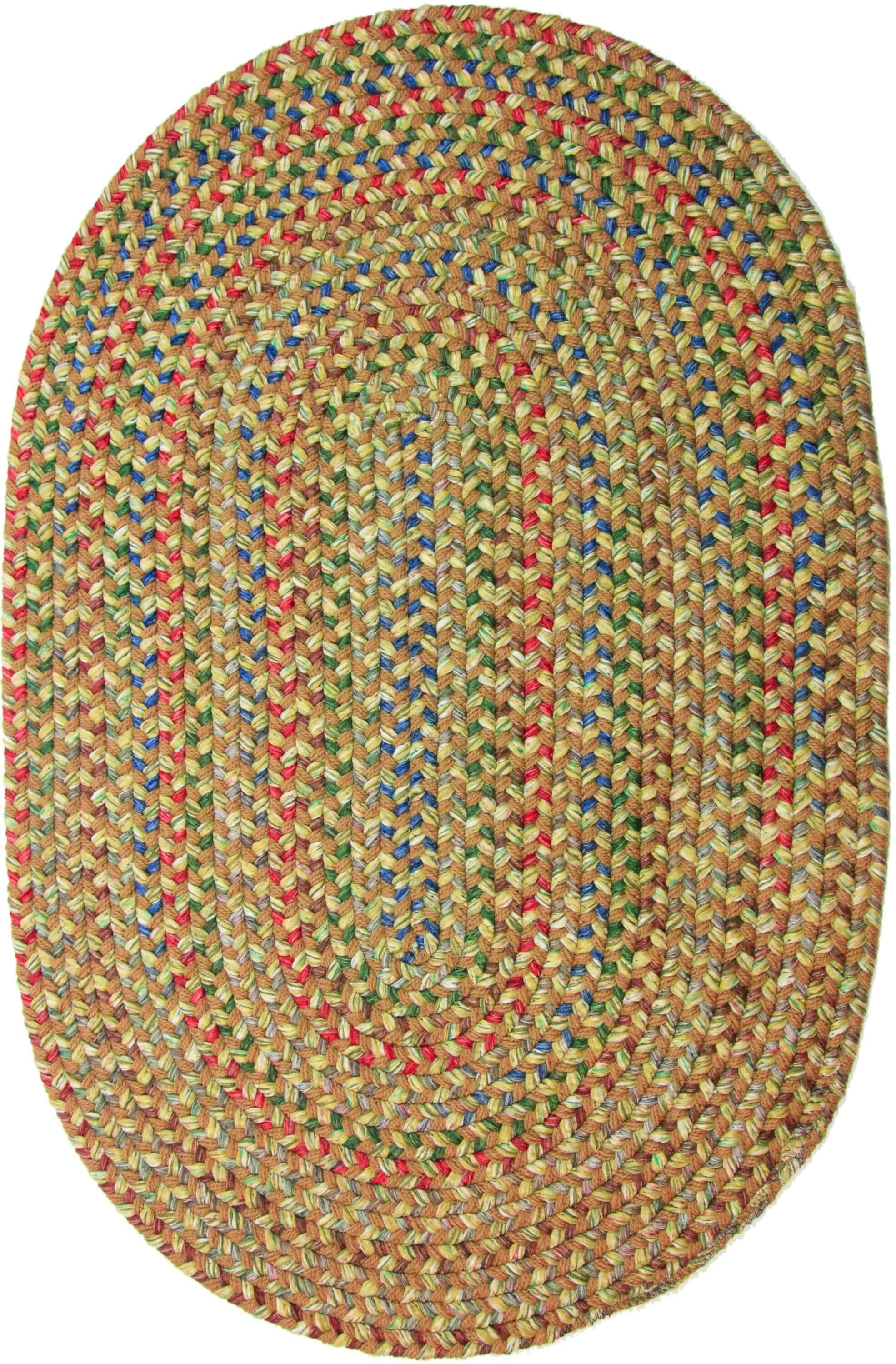 Rhody Rug KA53R036X060 3 x 5 (ft) Braided Polypropylene Camel Oval Indoor/Outdoor Geometric Area rug