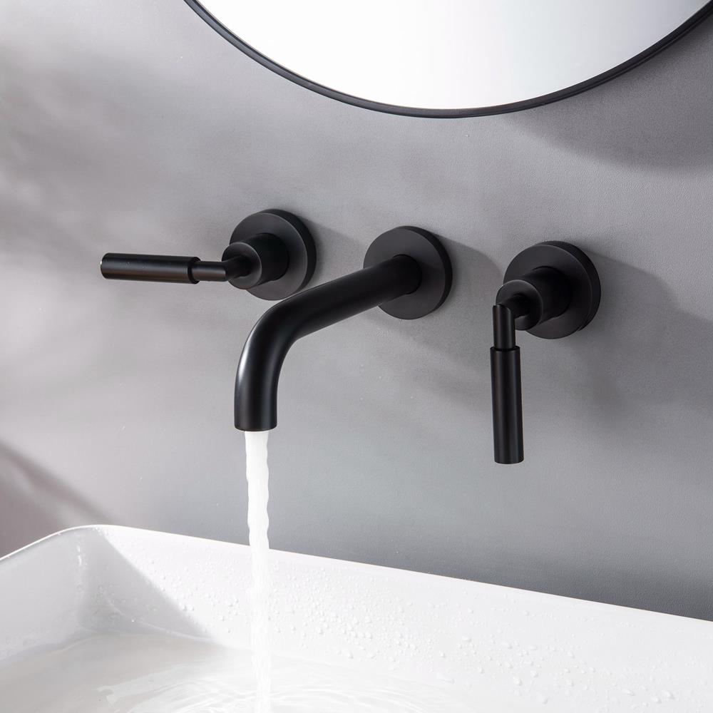 Parrot Uncle Matte Black Wall-mount 2-Handle WaterSense Bathroom Sink ...