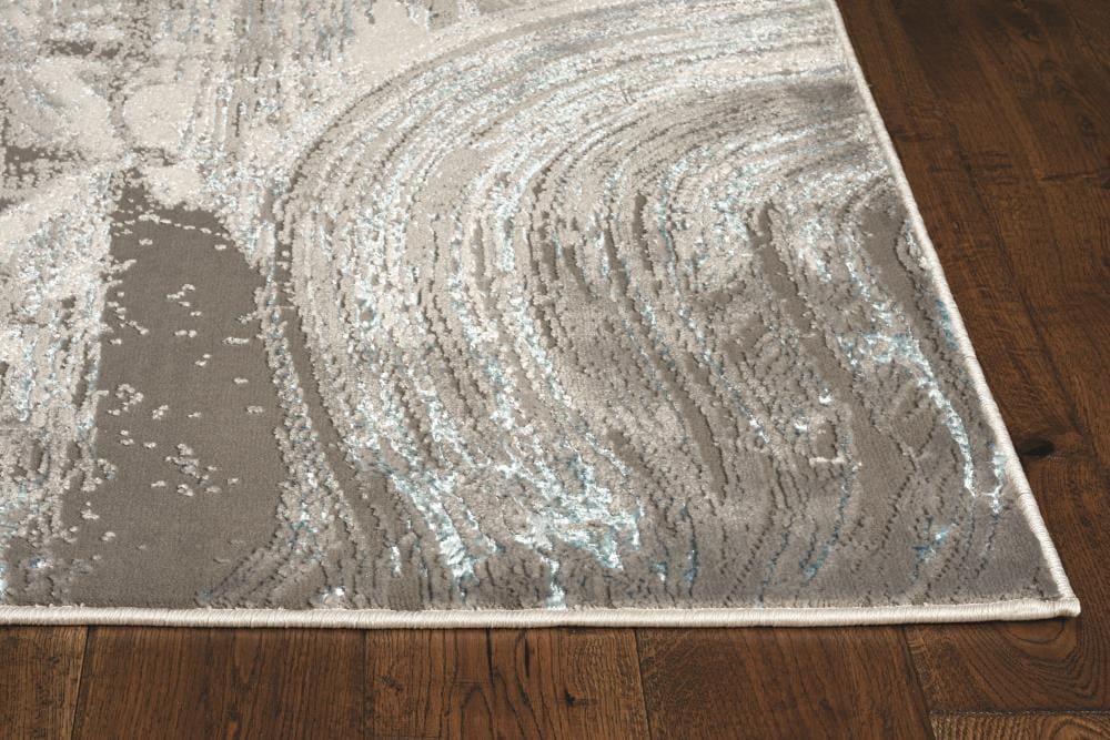 KAS Rugs Luna 7 X 9 (ft) Silver/Blue Indoor Abstract Industrial Area ...