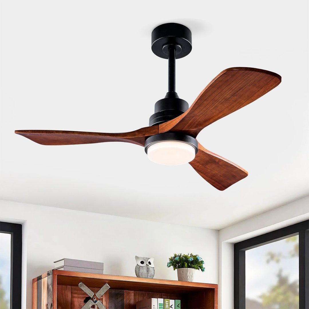 ZHLLMQ 42 Inch 3 Blades Modern Wood Ceiling Fan with Lights and Remote Noiseless Reversible DC Motor Outdoor Ceiling Fan for Patio Farmhouse #ZHLLMQ-W2991P334795