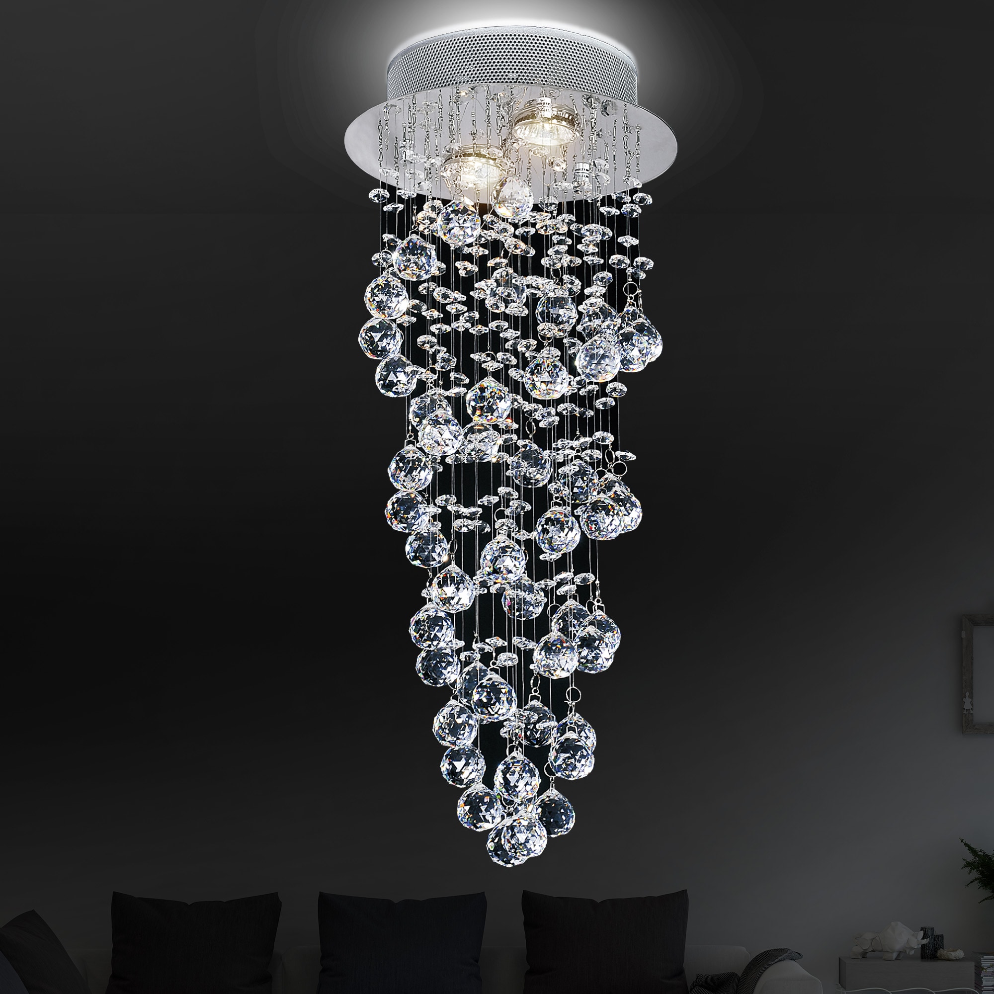 CWI Lighting 6606C10C Double Spiral 2 -Light 10.0-in Multiple finishes Chrome Flush Mount Light