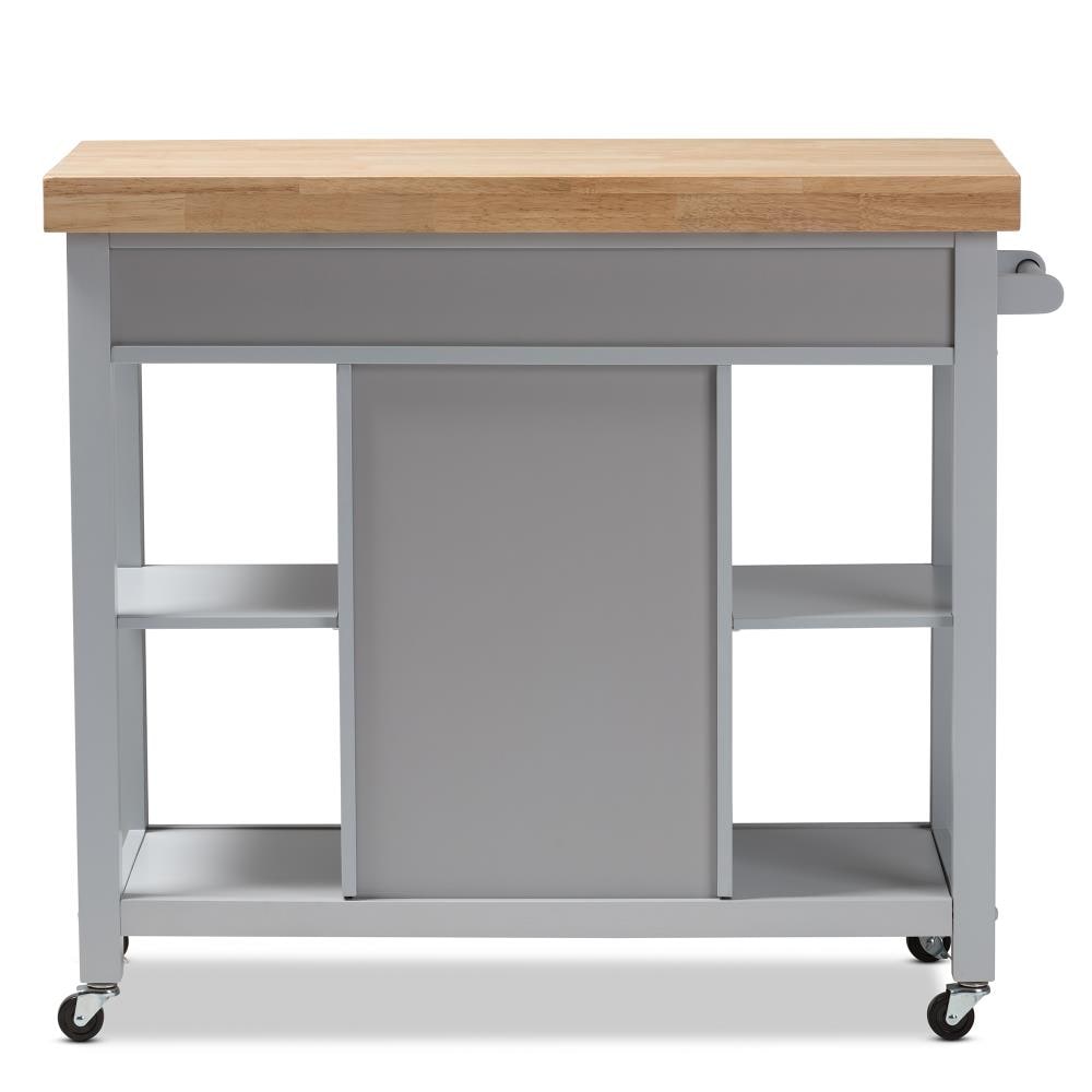 Baxton Studio Gray Wood Base with Composite Wood Top Rolling