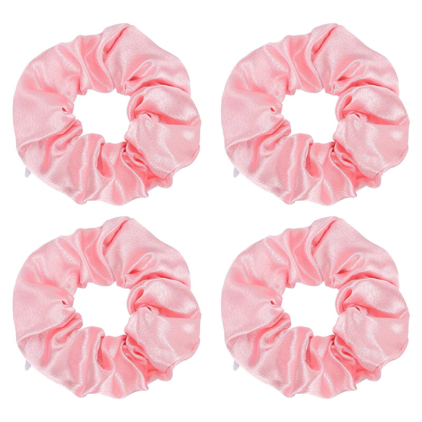 PATIKIL 4.33 Inch Zipper Scrunchie 4pcs Silk Satin Hidden Pocket Scrunchie Elastic Hair Bands Soft Hair Ties Bracelet for Money Keys Hiding Women Thin Thick Hair Styling Pink