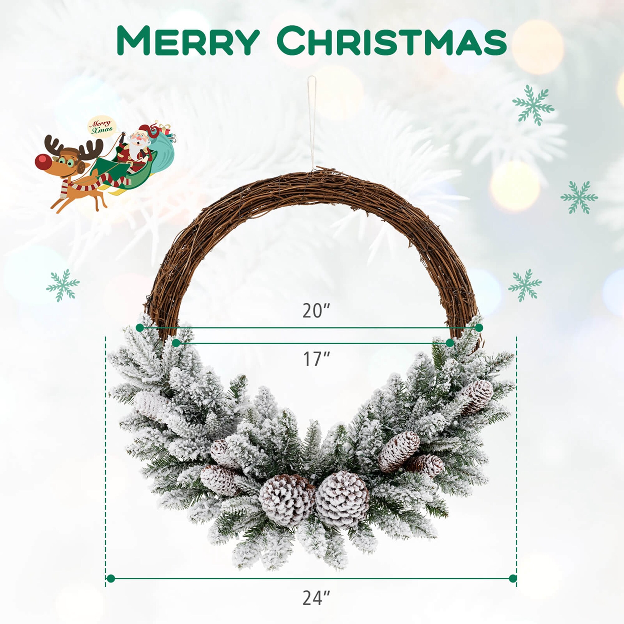 Costway HCST04107 Artificial-Christmas-Wreaths - View #3