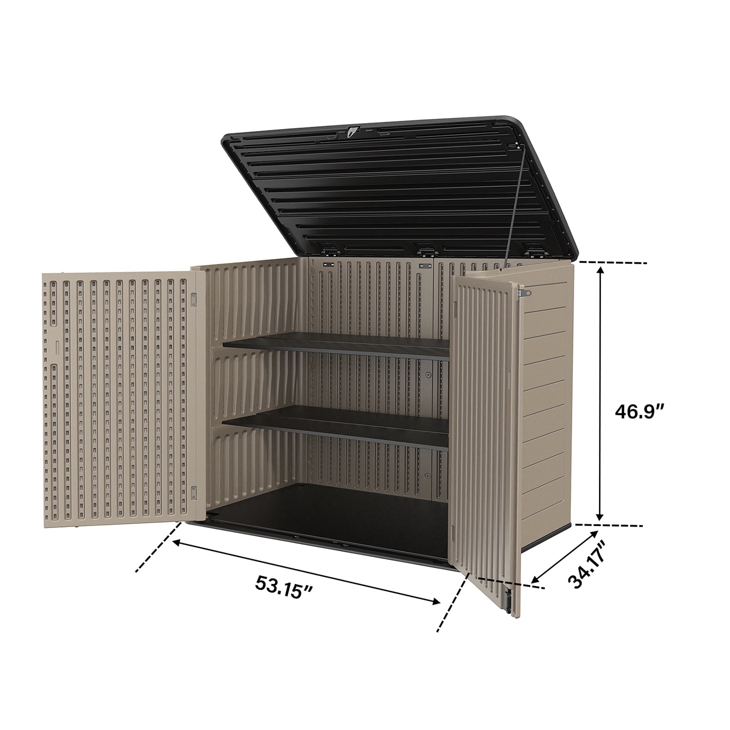 WELLFOR Coffee Hdpe Outdoor Storage Shed (Common: 47-in x 53-in; Interior  Dimensions: 30.1-in x 50-in) in the Small Outdoor Storage department at 