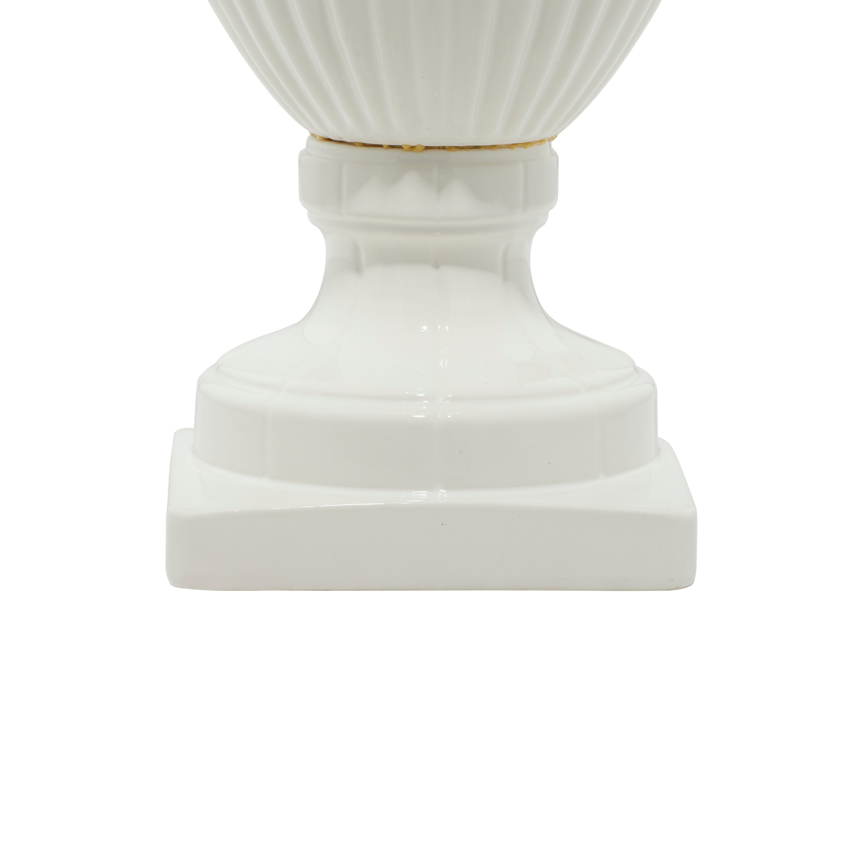 32" White Ceramic Tall Fluted Decorative Urn
