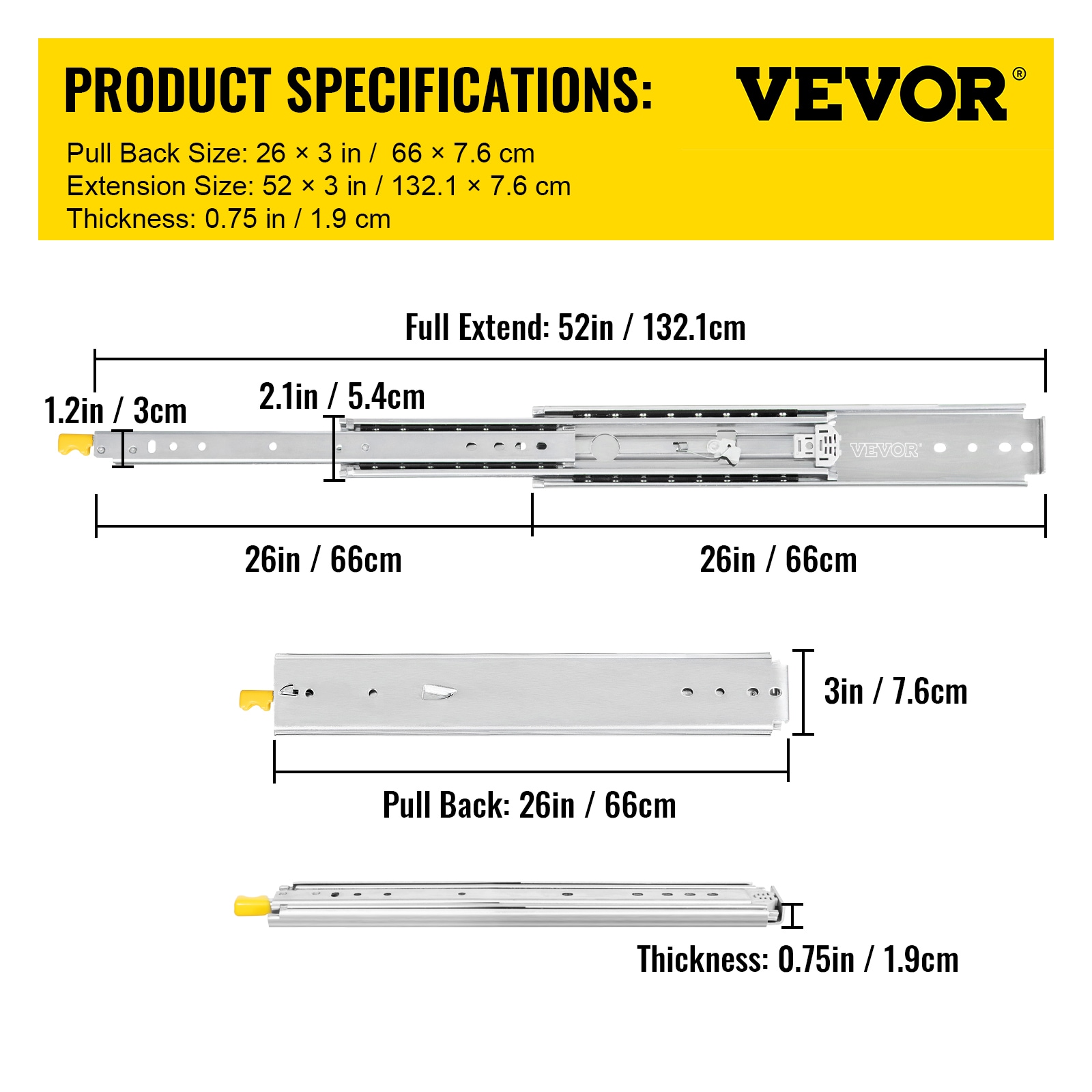 VEVOR SDSSSCTD26500TQRGV0 Drawer-Slides - View #8