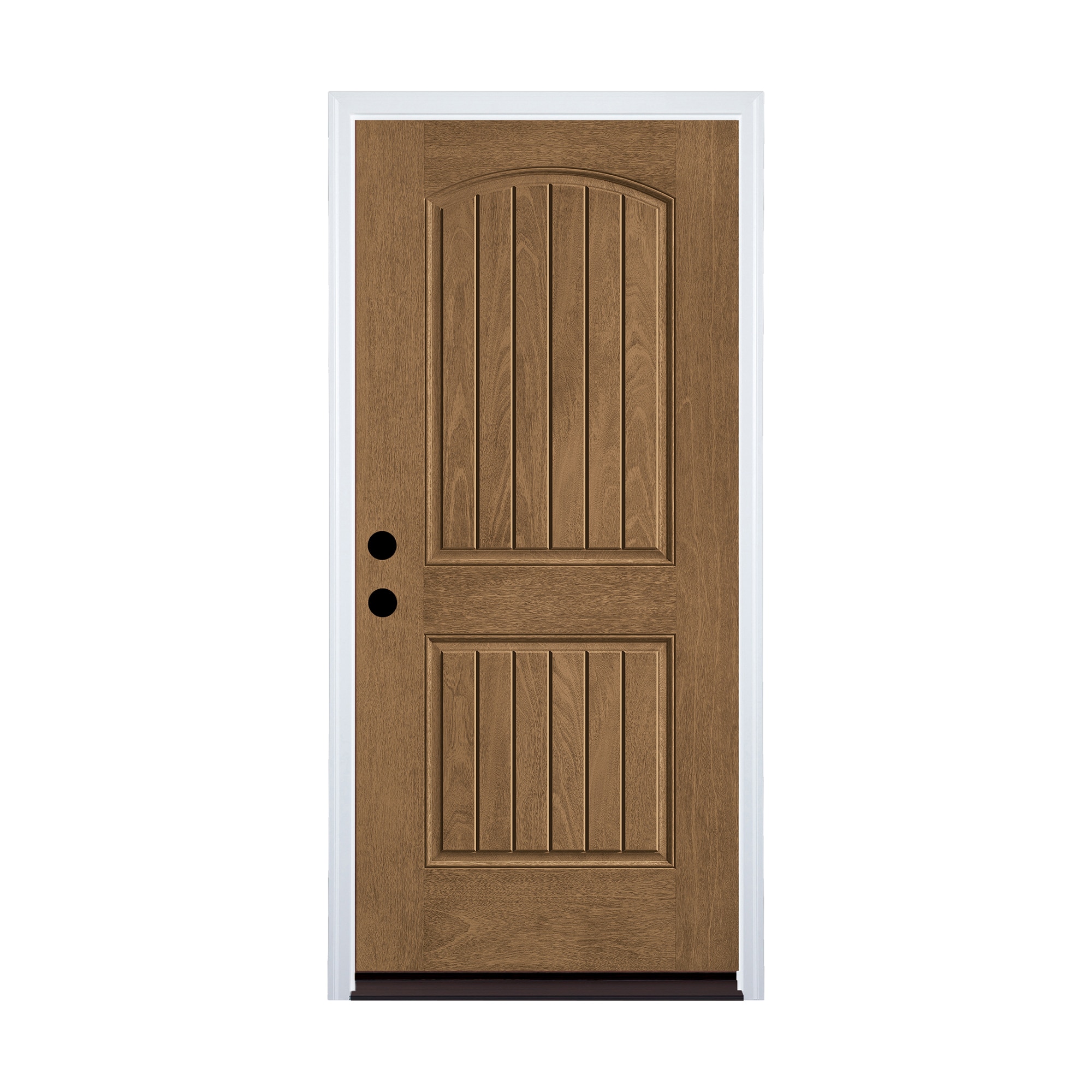 Therma-Tru 36-in x 80-in Fiberglass No Glass Stained Prehung Front Door with Brickmould Insulating Core