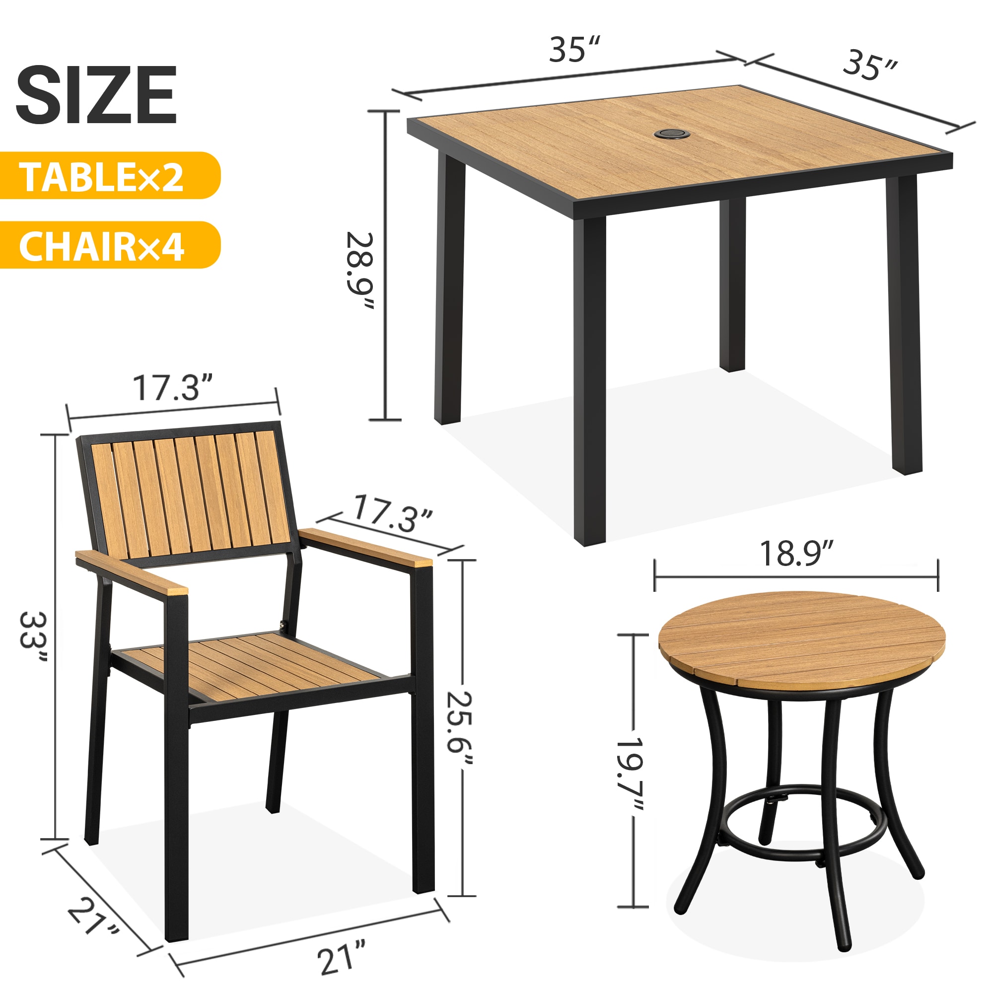 PamaPic TB-SM-CZ-6-HC-WL1 Patio-Dining-Sets - View #7
