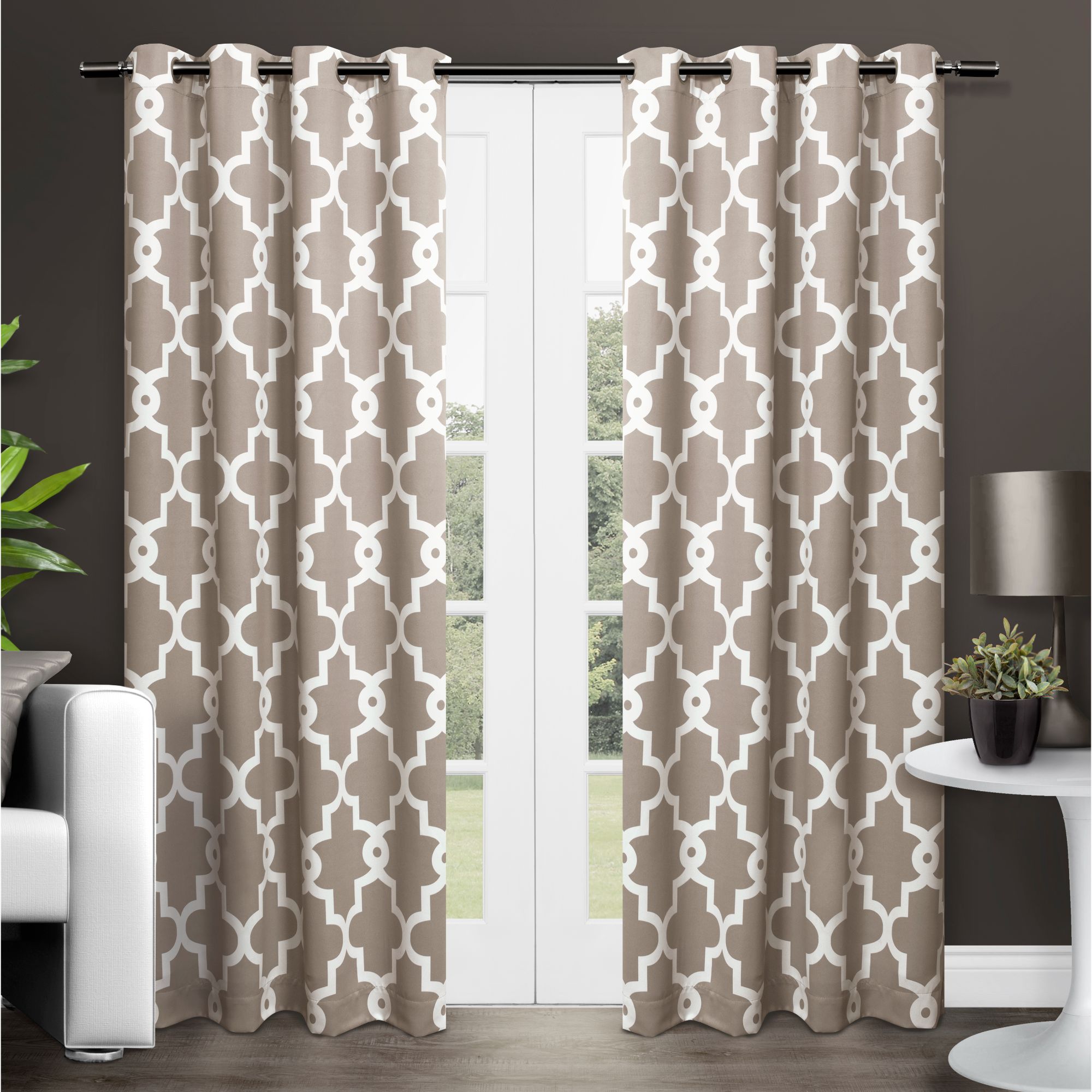 Taupe Polyester Blackout Grommet Window Panel Set