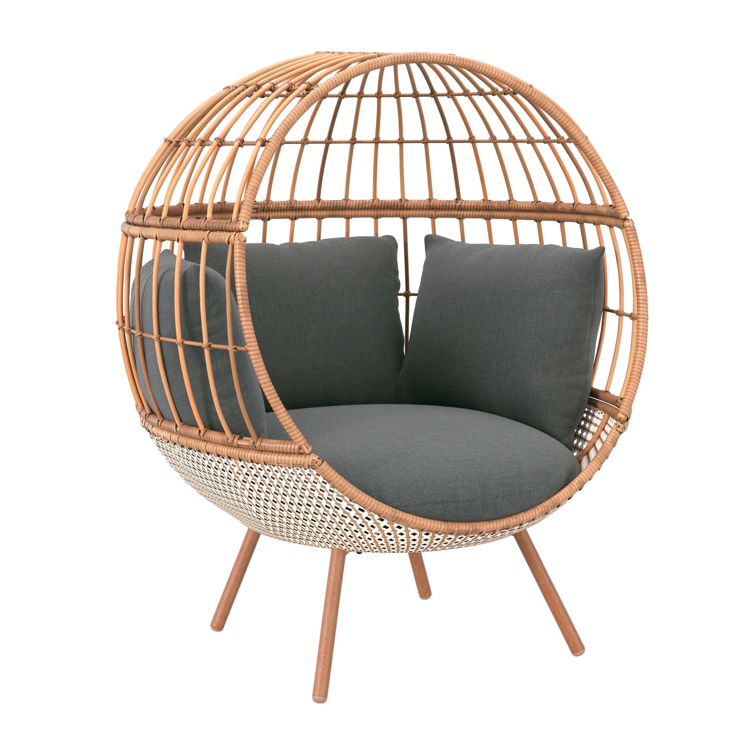 het laatste Honger koper Origin 21 Brennfield Woven Teak Metal Frame Stationary Egg Chair(s) with  Gray Cushioned Seat in the Patio Chairs department at Lowes.com