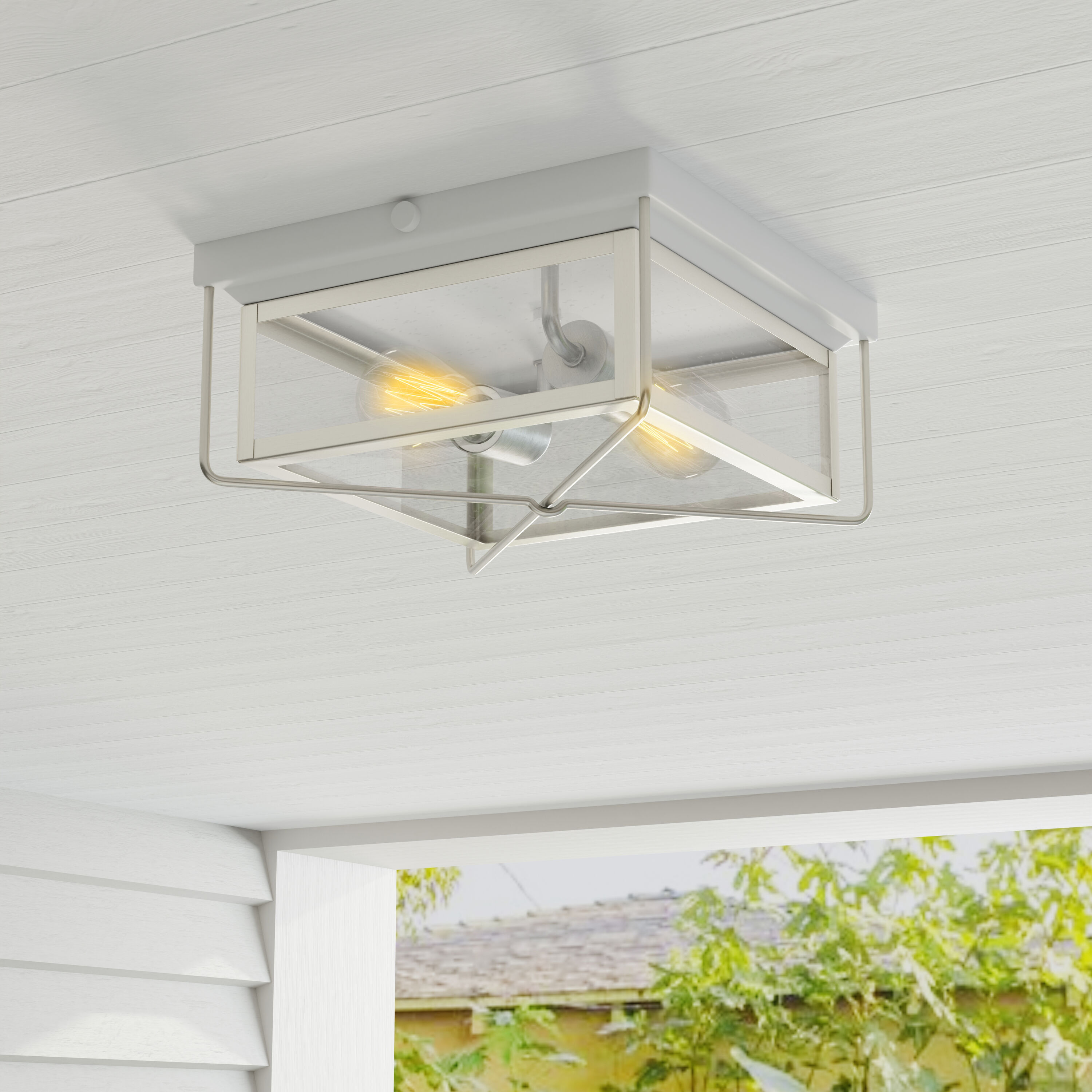 Progress Lighting P550069-135 Barlowe 2 -Light 11.5-in Stainless steel Indoor/Outdoor Flush Mount Light