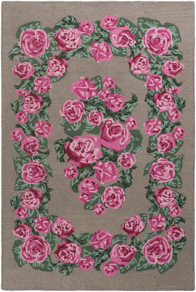 Surya BOT2483-913 Botany 9 X 13 (ft) Wool Bright Pink Indoor Floral/Botanical Tropical Area Rug