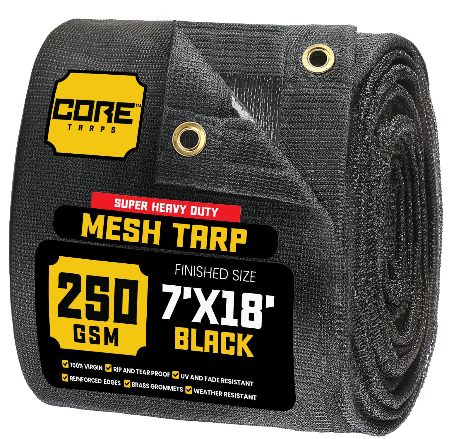 Core Tarps CT-801-7X18 7-ft x 18-ft Black Commercial Polyethylene