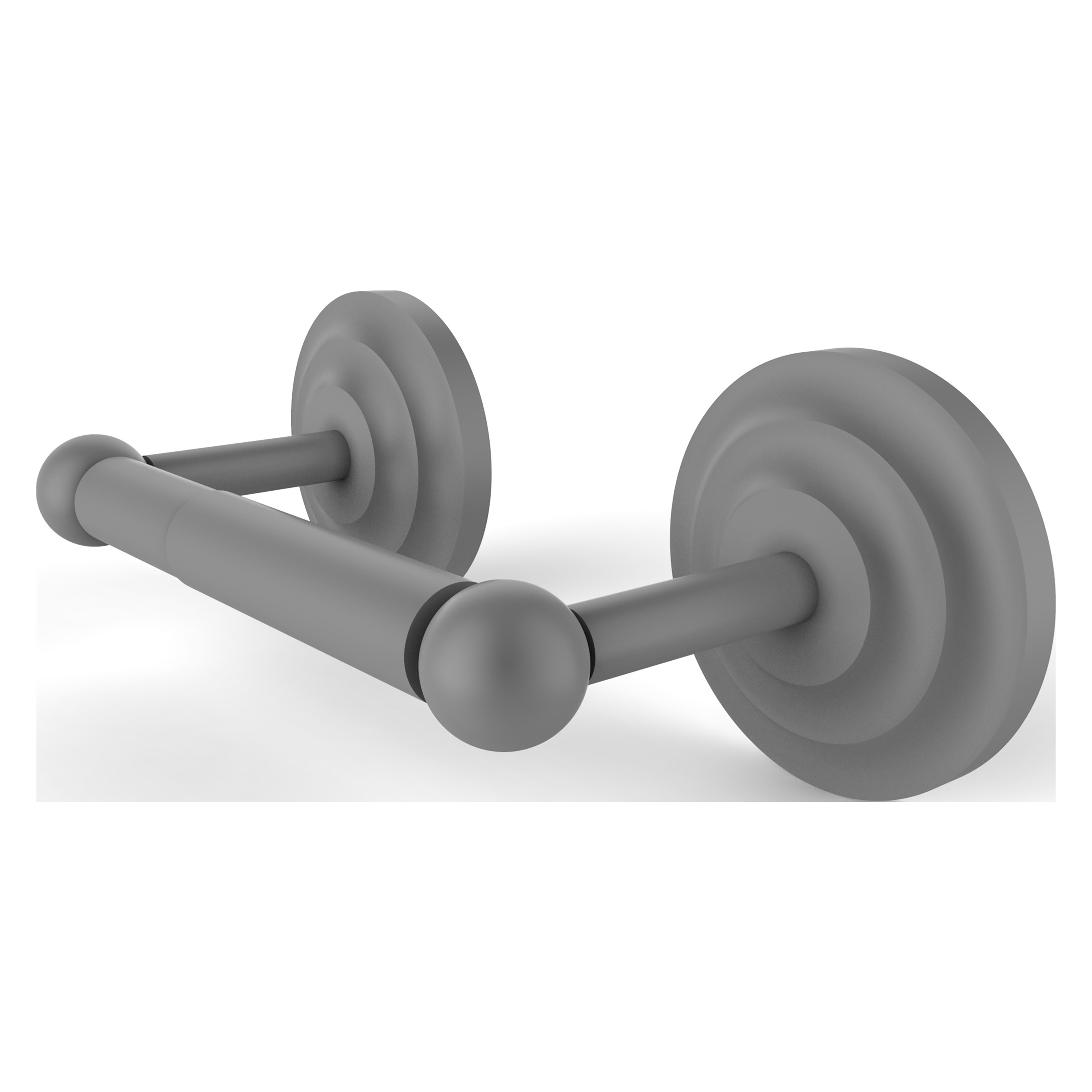 Allied Brass PQN-24-GYM Prestige Que New Matte Gray Wall mount Double post Toilet Paper Holder 1 -Rolls with Storage