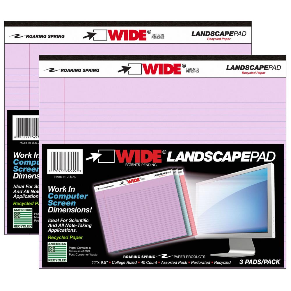 Roaring Spring Paper Products ROA74535-2 6-Pack Orchid, Blue, Pink A4 Notepad