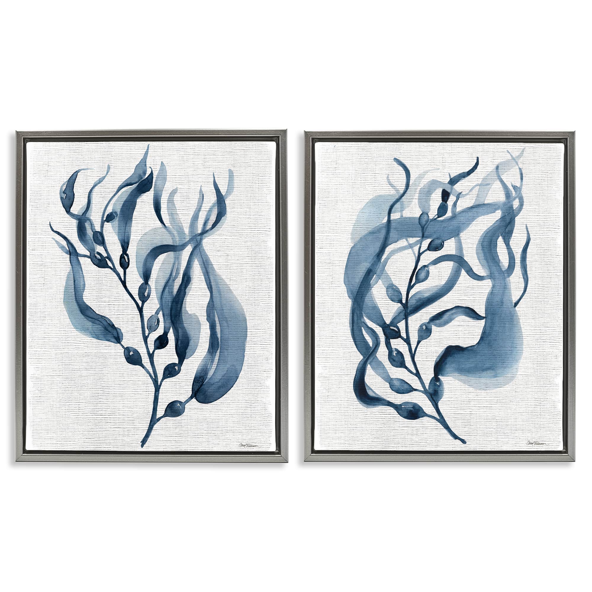 Stupell Industries B2-731-FFL-2PC-16X20 Fluid Blue Herbs 2pc Floating Frame Set design by Carol Robinson