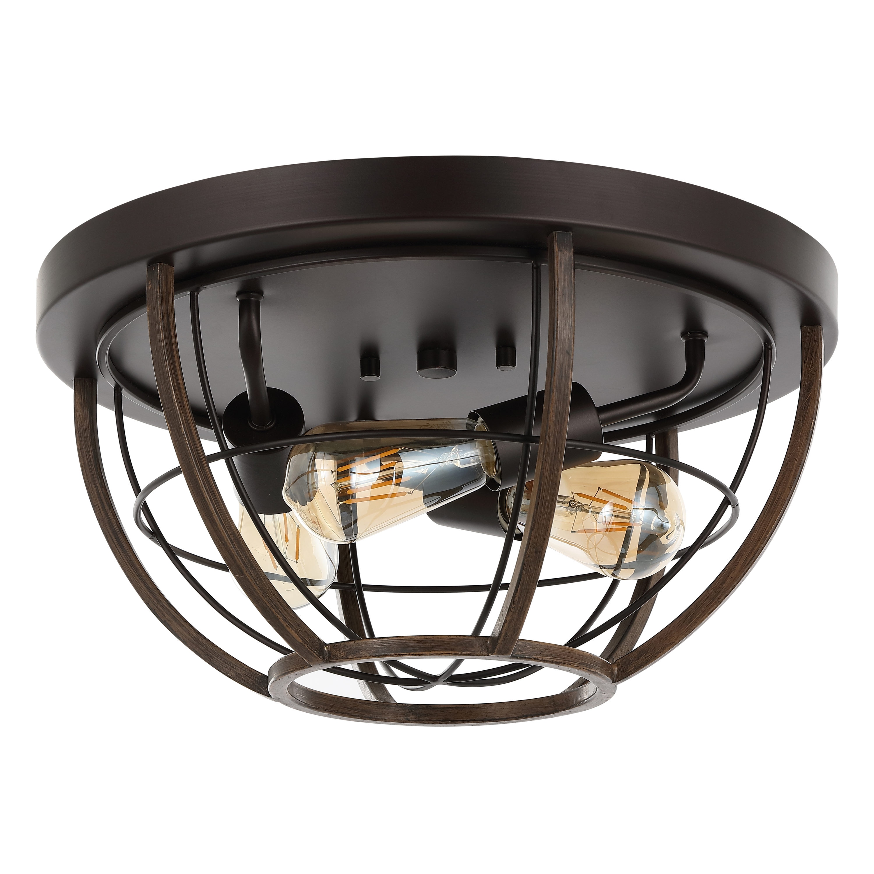 Lyla 15.75" Black Rustic Farmhouse Iron LED Flush Mount