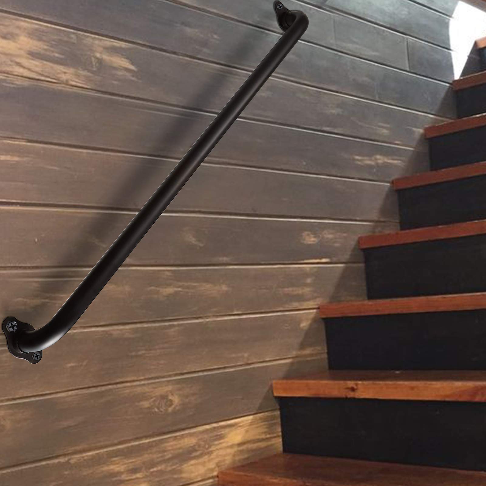Oyezvary 36 Inch Black Metal Stair Railing Indoor Industrial Pipe ...