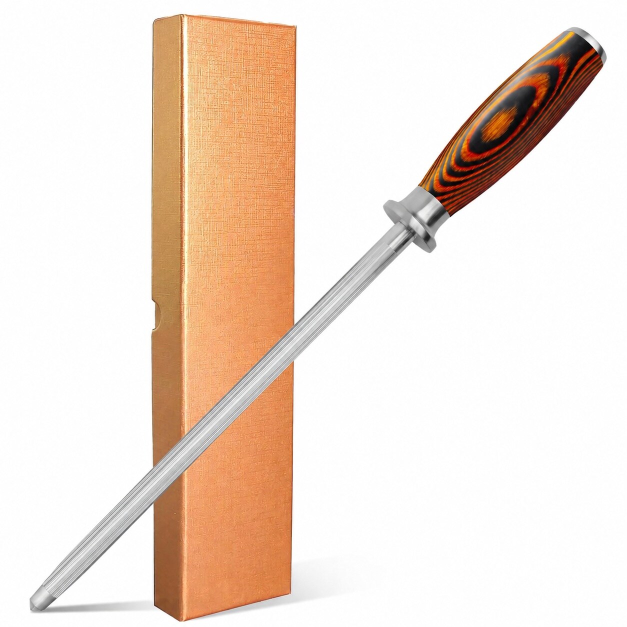 DHMHD Honing Steel 10 Inch Knife Sharpener Rod with Pakkawood Handle ...