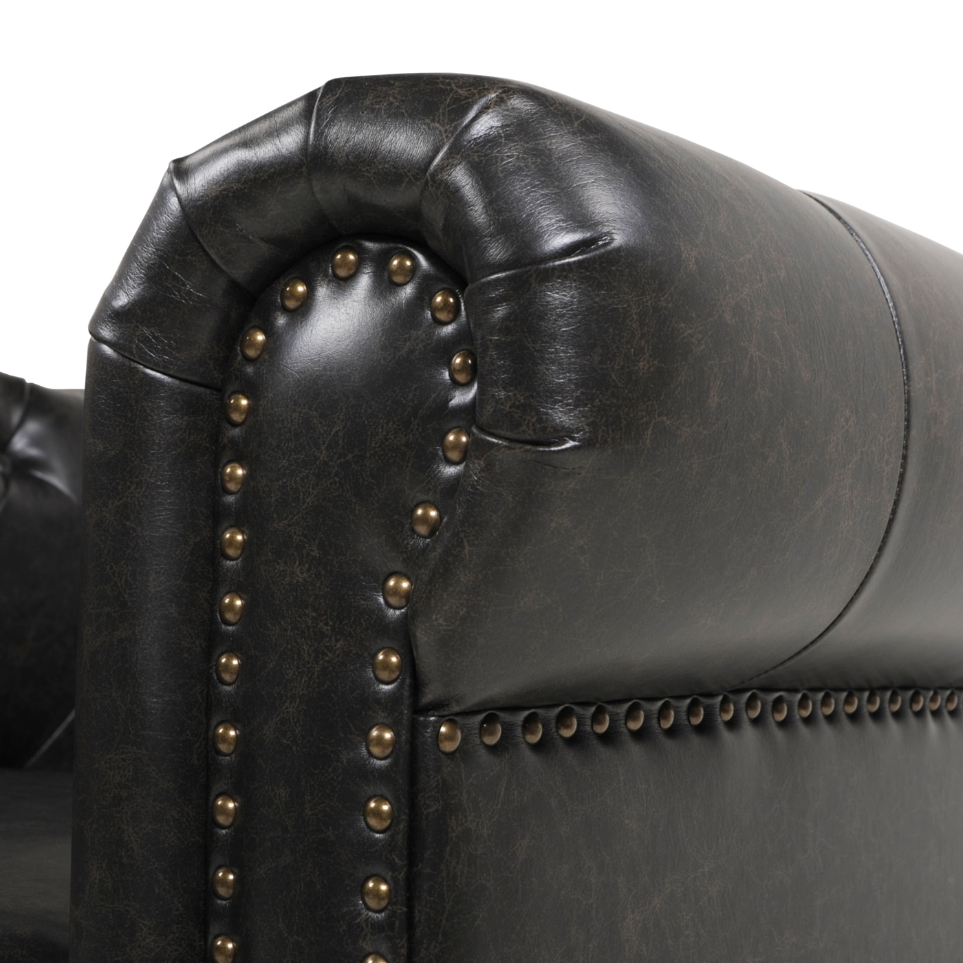 Black leather chair discount with silver studs