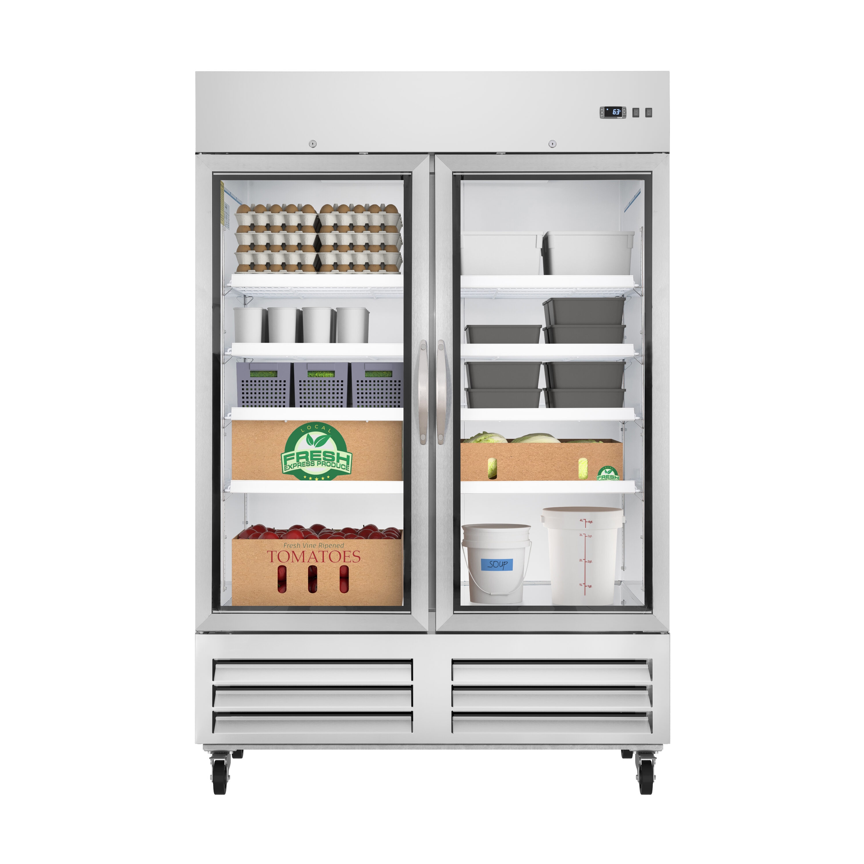 KoolMore LOW-KM-RIC-2DGD 49-cu ft Commercial Refrigerators 2 Glass -Door Reach-In ( Stainless steel )