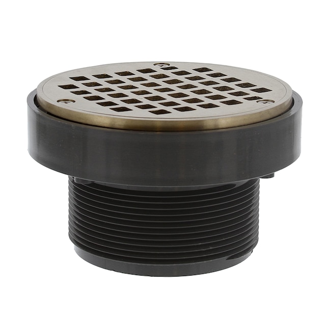 Jones Stephens 3-1/2 inch PVC LevelBest Adapter for Floor Drains with 3 inch  Metal Spud and 5 inch Nickel Bronze Strainer in the Shower Drains  department at