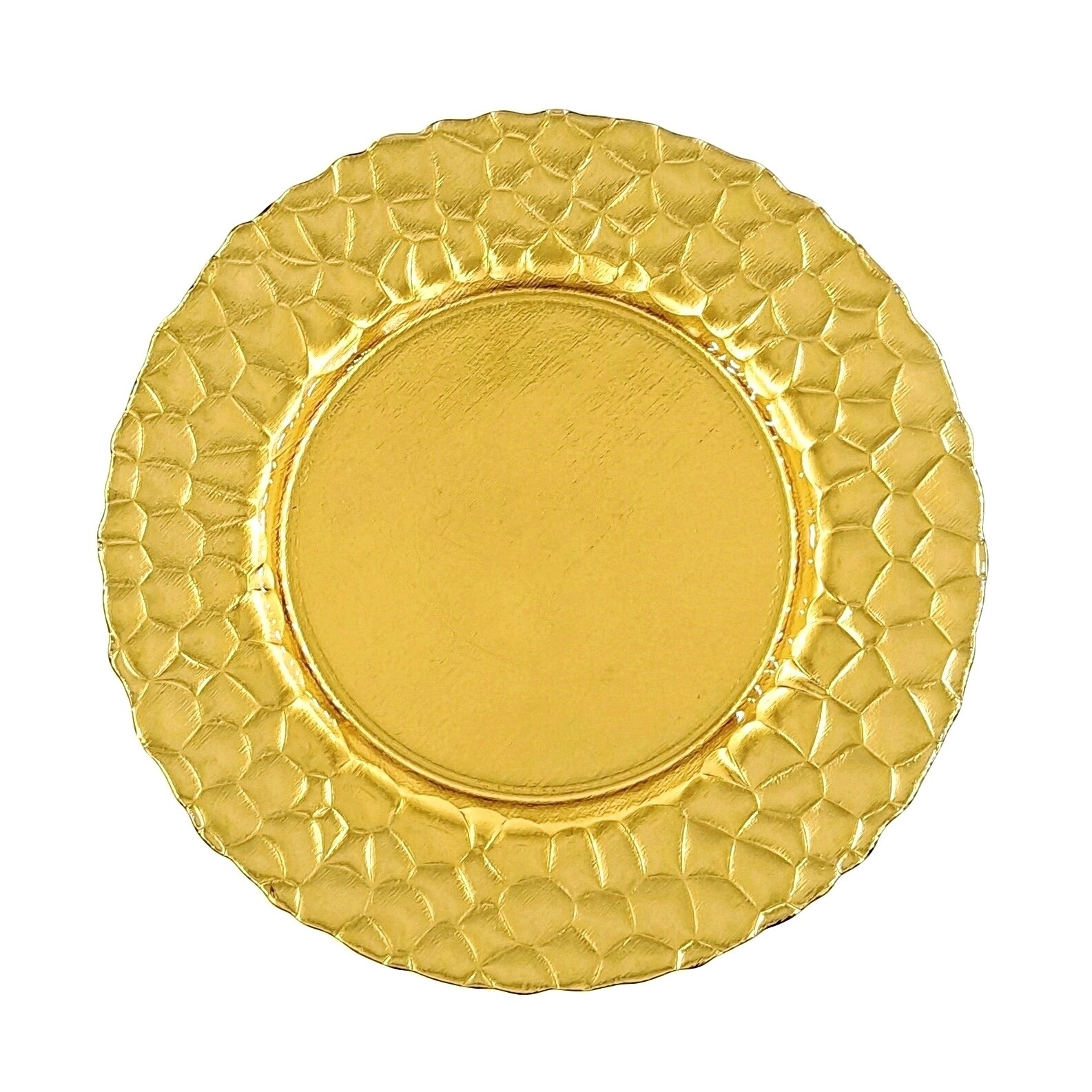 Slickblue 1-Piece Gold/Silver Metal Charger Plate 13 Inch Round Hammered Center Decorative Dinnerware for Place Settings