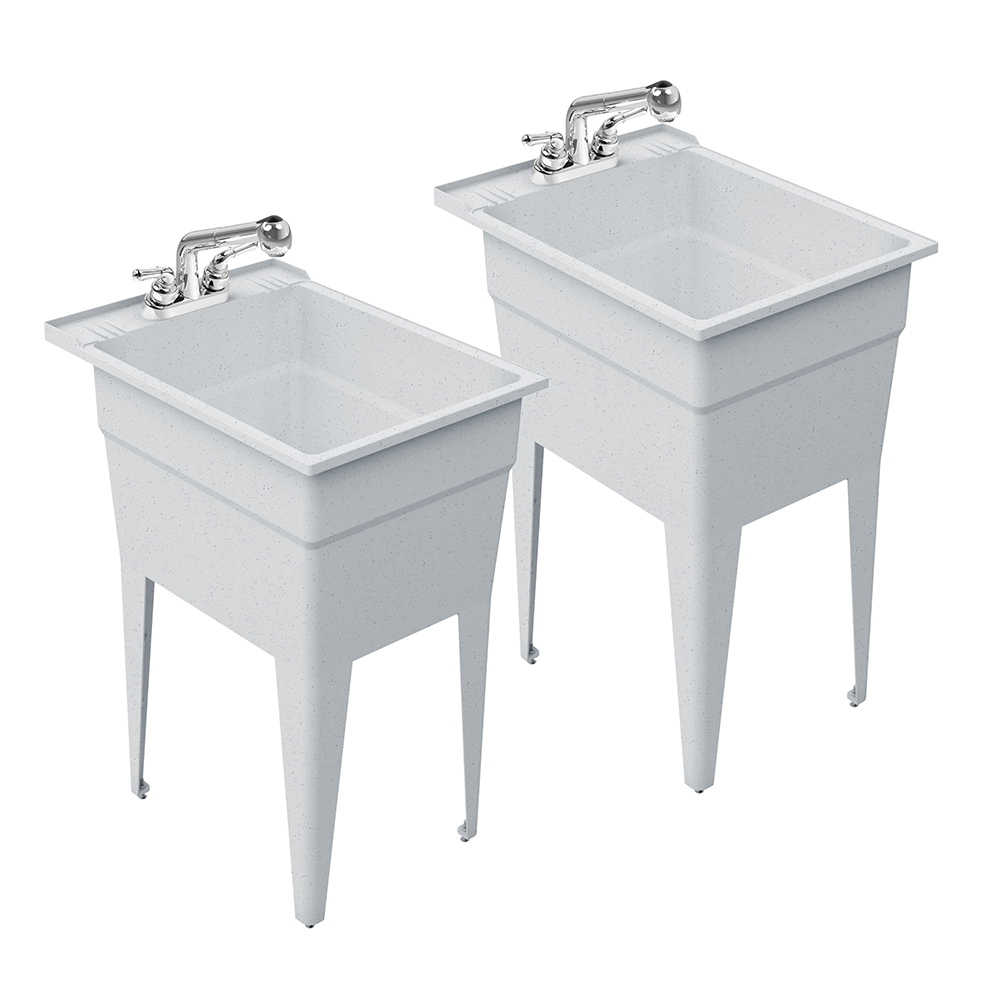 RuggedTub N52GK1-2 18-in x 24.5-in 1 -Basin Graphite Freestanding Utility tub with Drain