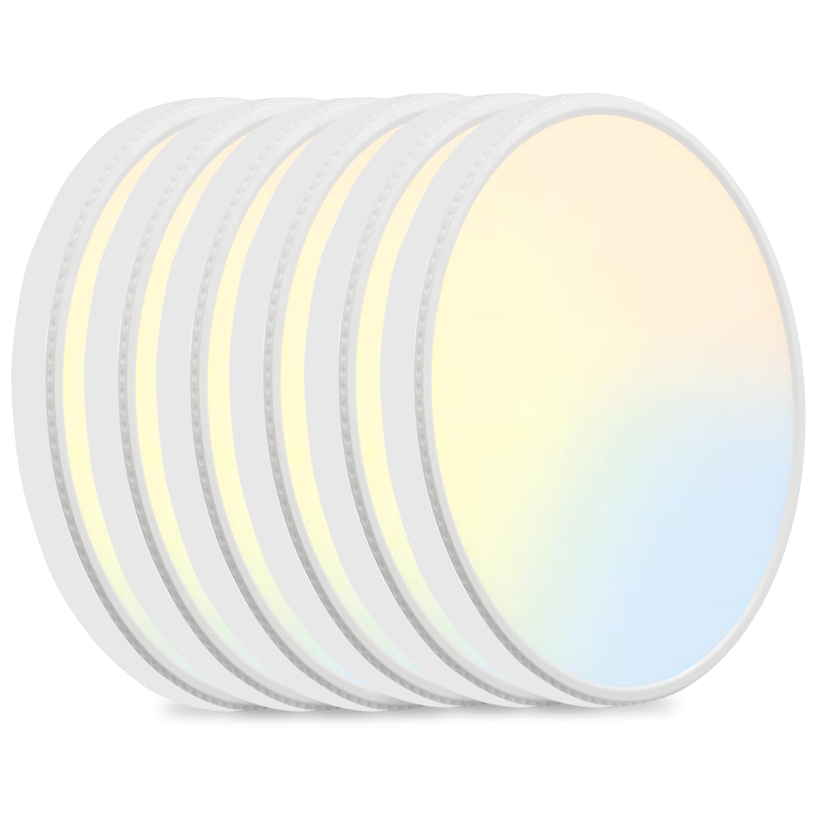 Vrbgify  15.8in 46W 4800LM 5 Color Temperature Selectable LED Ceiling Light Round Flat Panel for Living Room Bedroom Kitchen White 6 Pack
