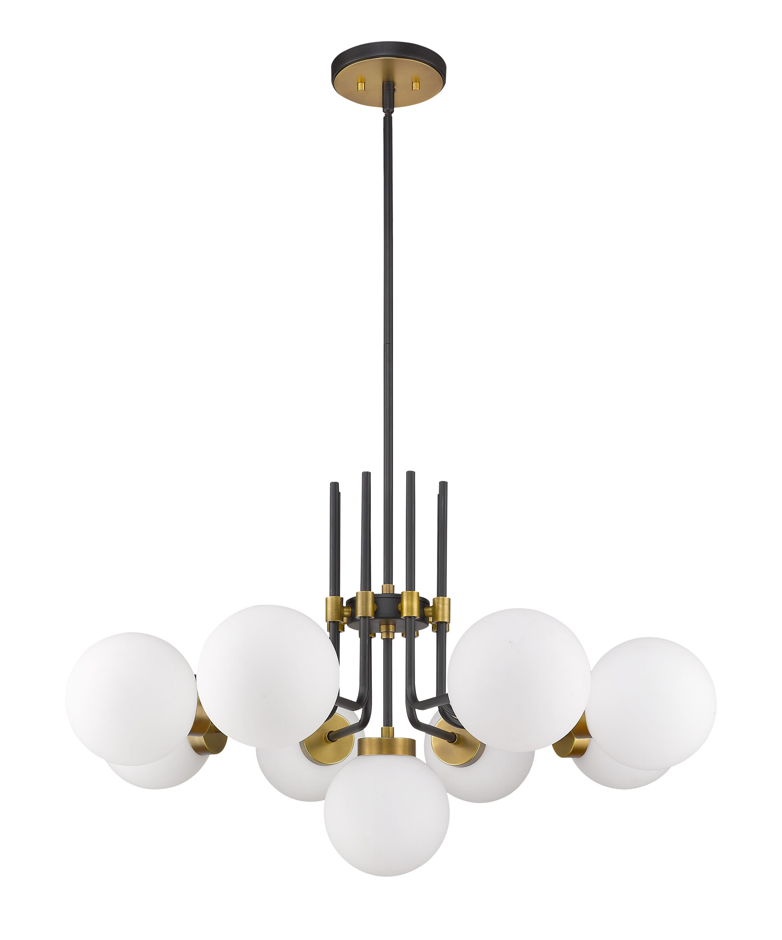 Parsons 32" Matte Black and Brass 9-Light Chandelier