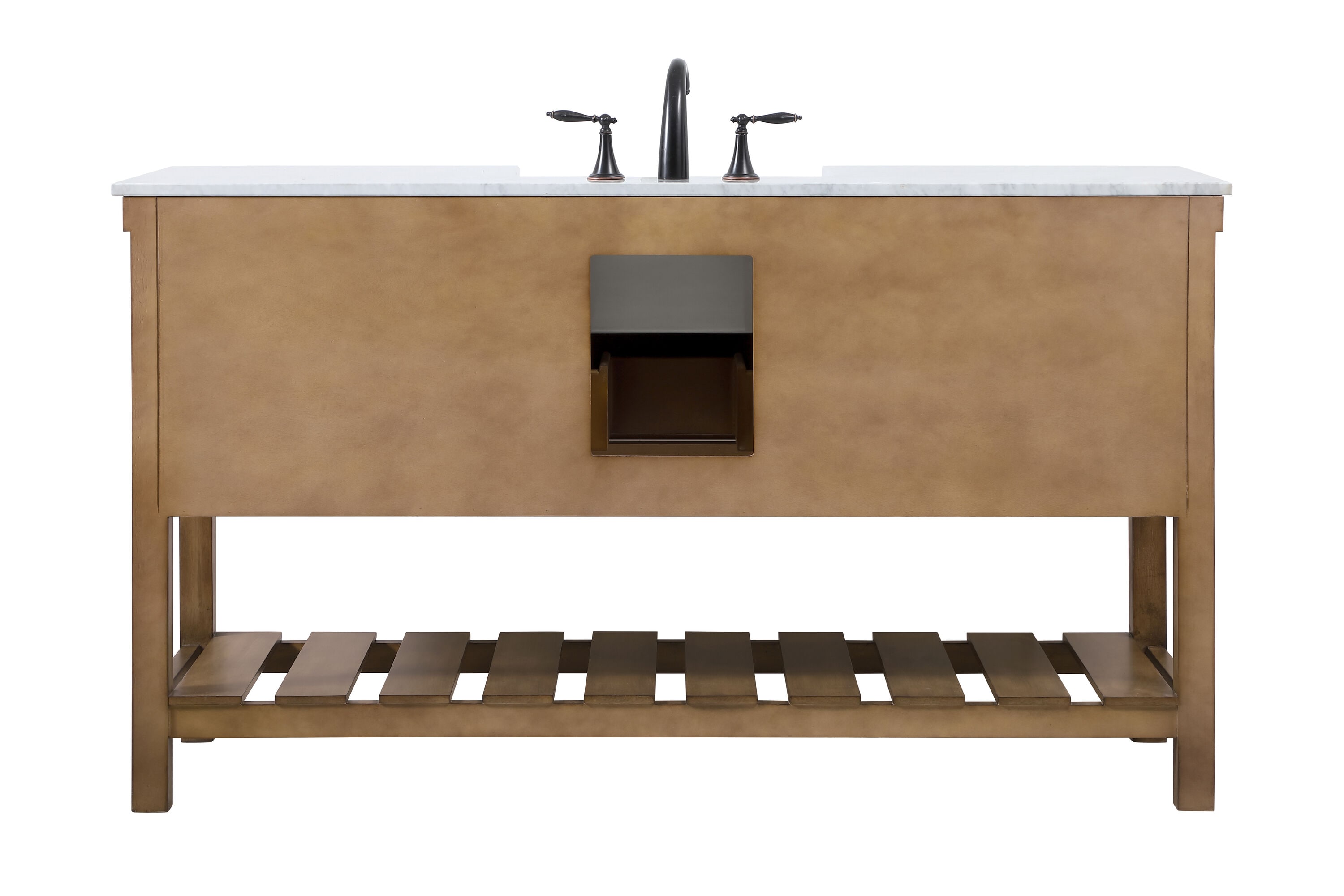 Driftwood Single Bathroom Vanity with Carrara White Marble Top