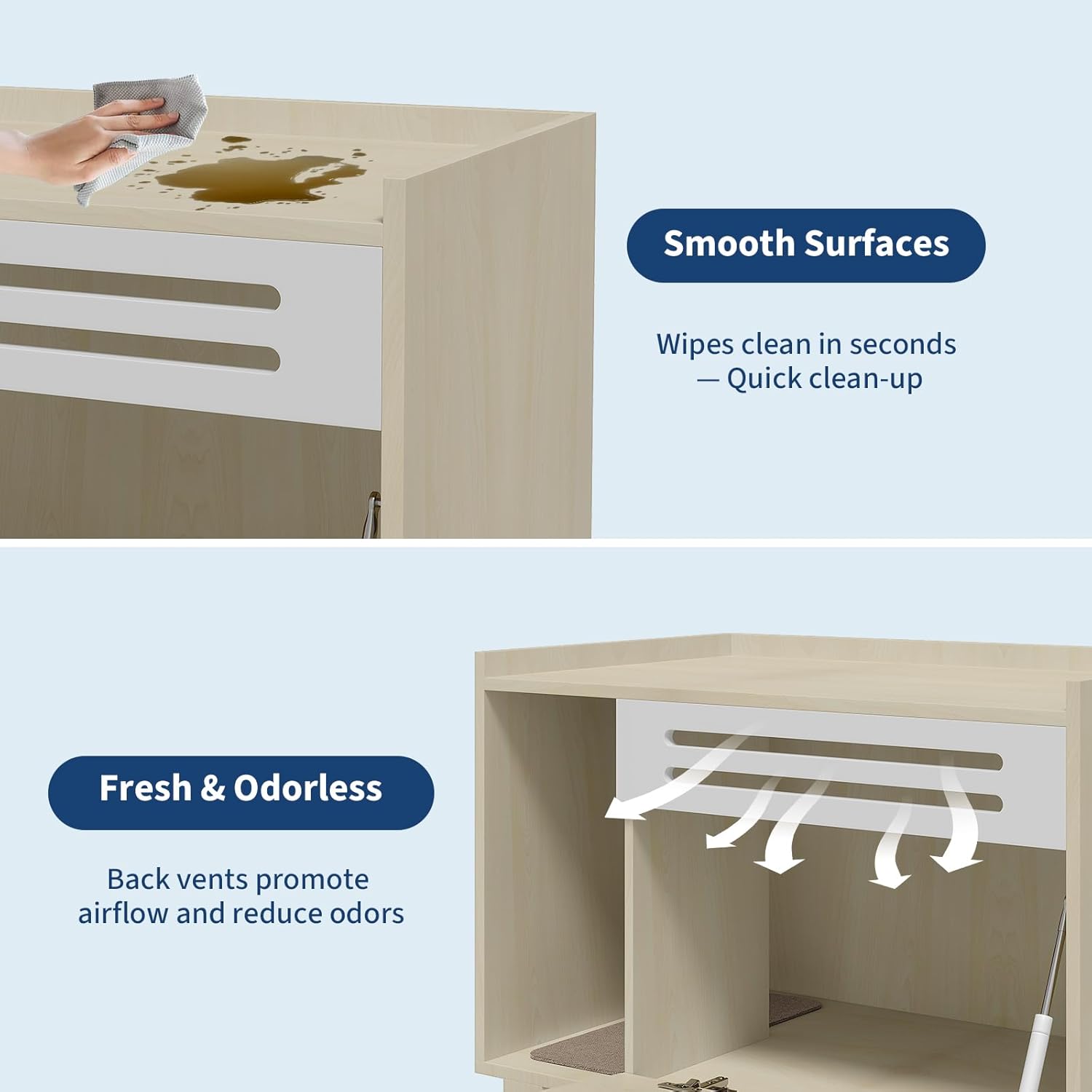 GAOMON Hidden litter box enclosure with ventilated panel and drop down ...