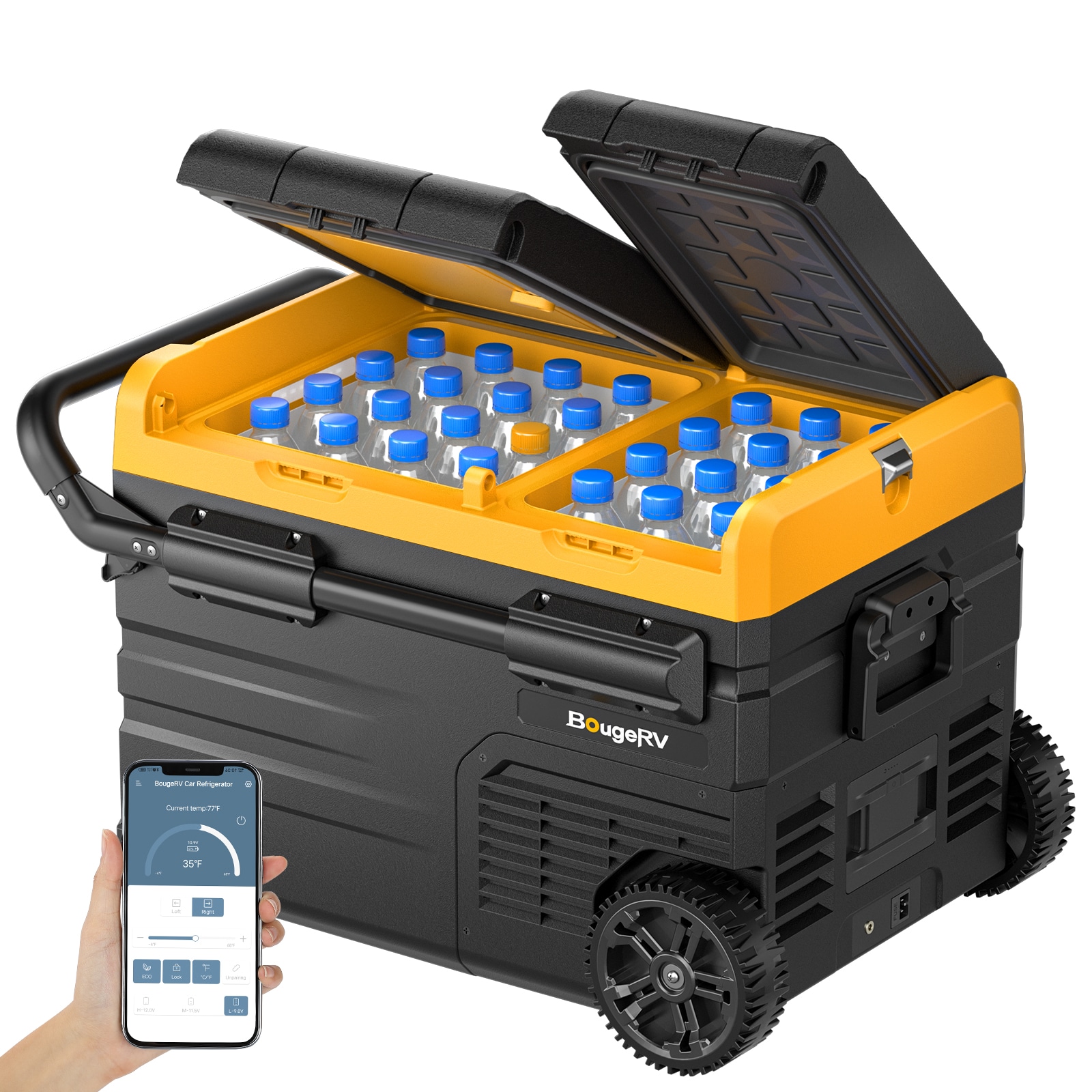BougeRV LW03501 Yellow 37 Quart(s) Hard Insulated Wheeled Chest cooler
