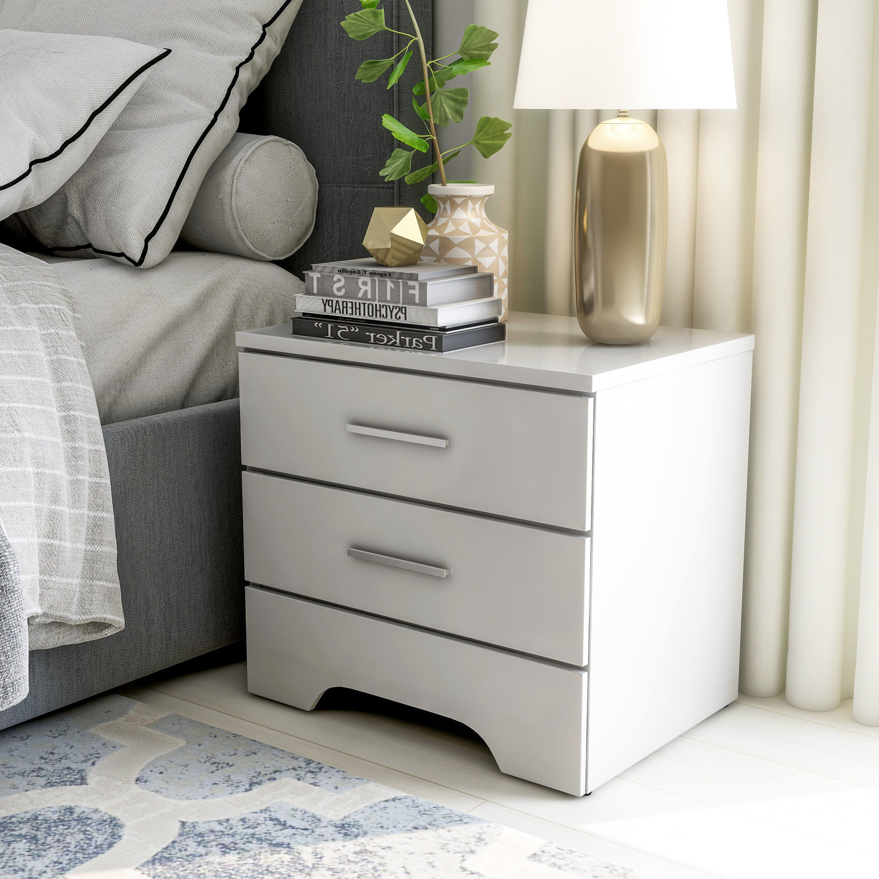 Furniture of America IDF-AC327WH La mesa White Nightstand
