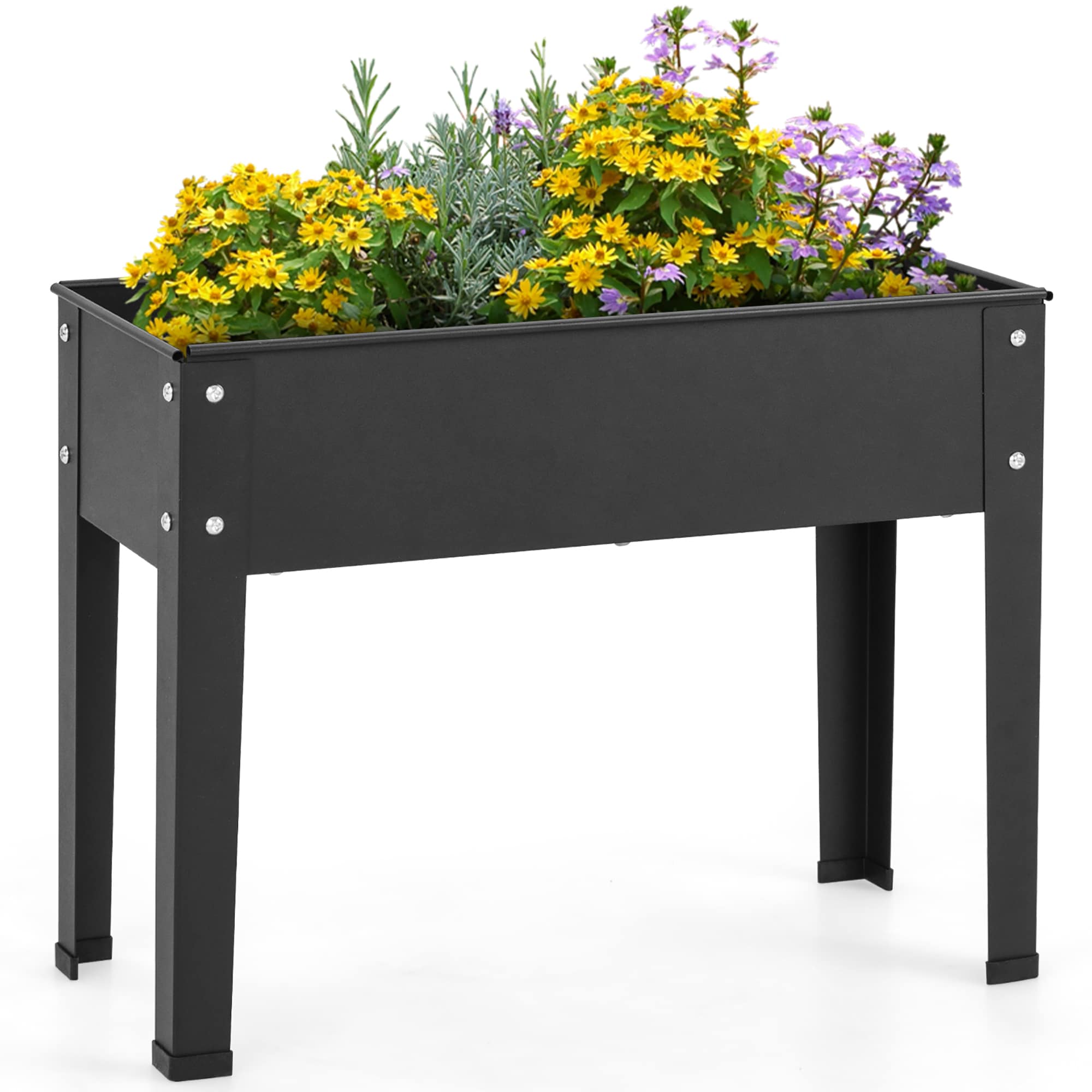 Costway LWS00553 11-in W x 24-in L x 18-in H Black Metal Raised Garden Bed